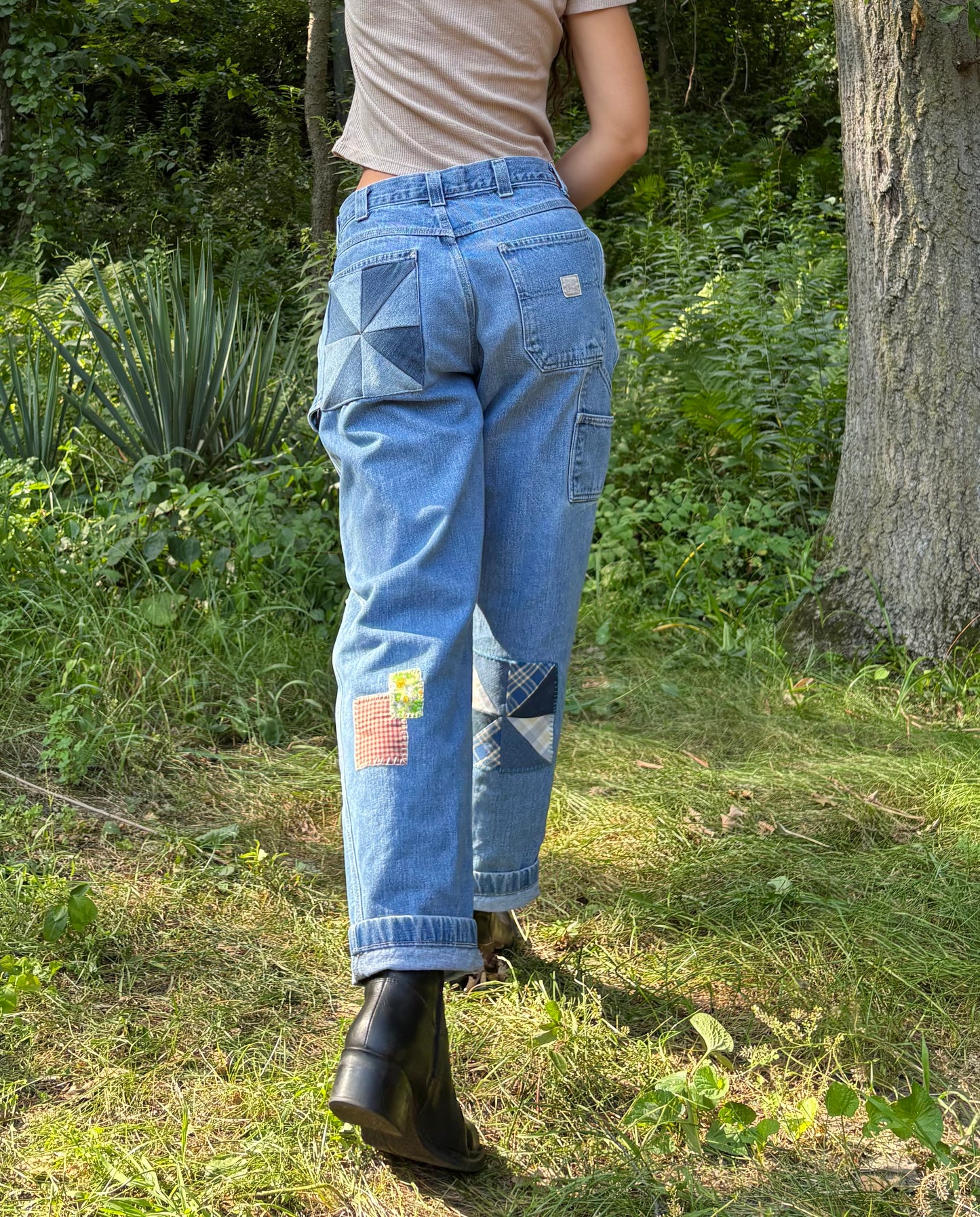 Embroidered & Patched Cargo Jeans