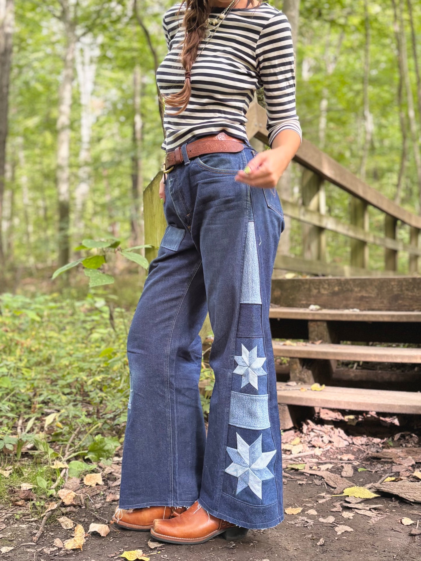 Patched Wrangler Star Jeans