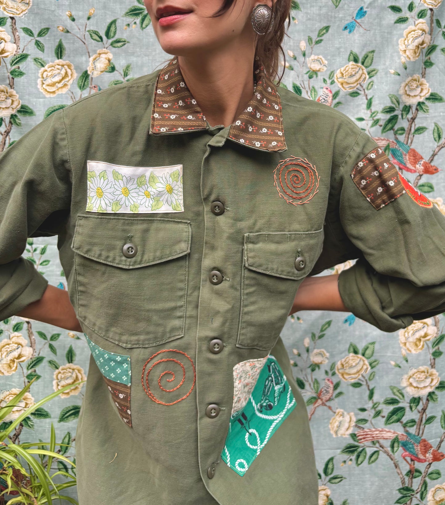 𓆟 Embroidered & Patched OG 107 Army Shirt