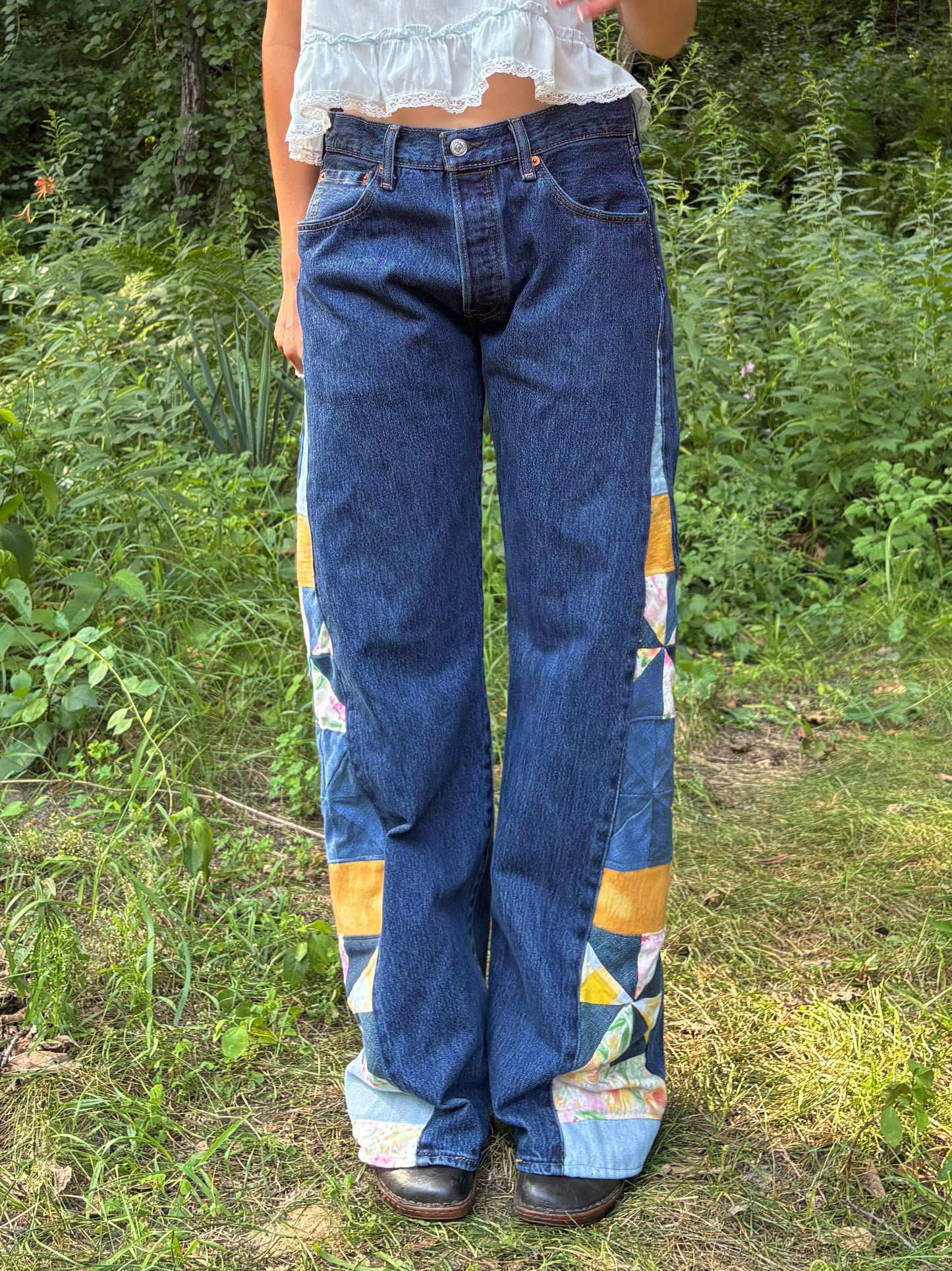 Yellow & Pink Pinwheel Levi's 501s