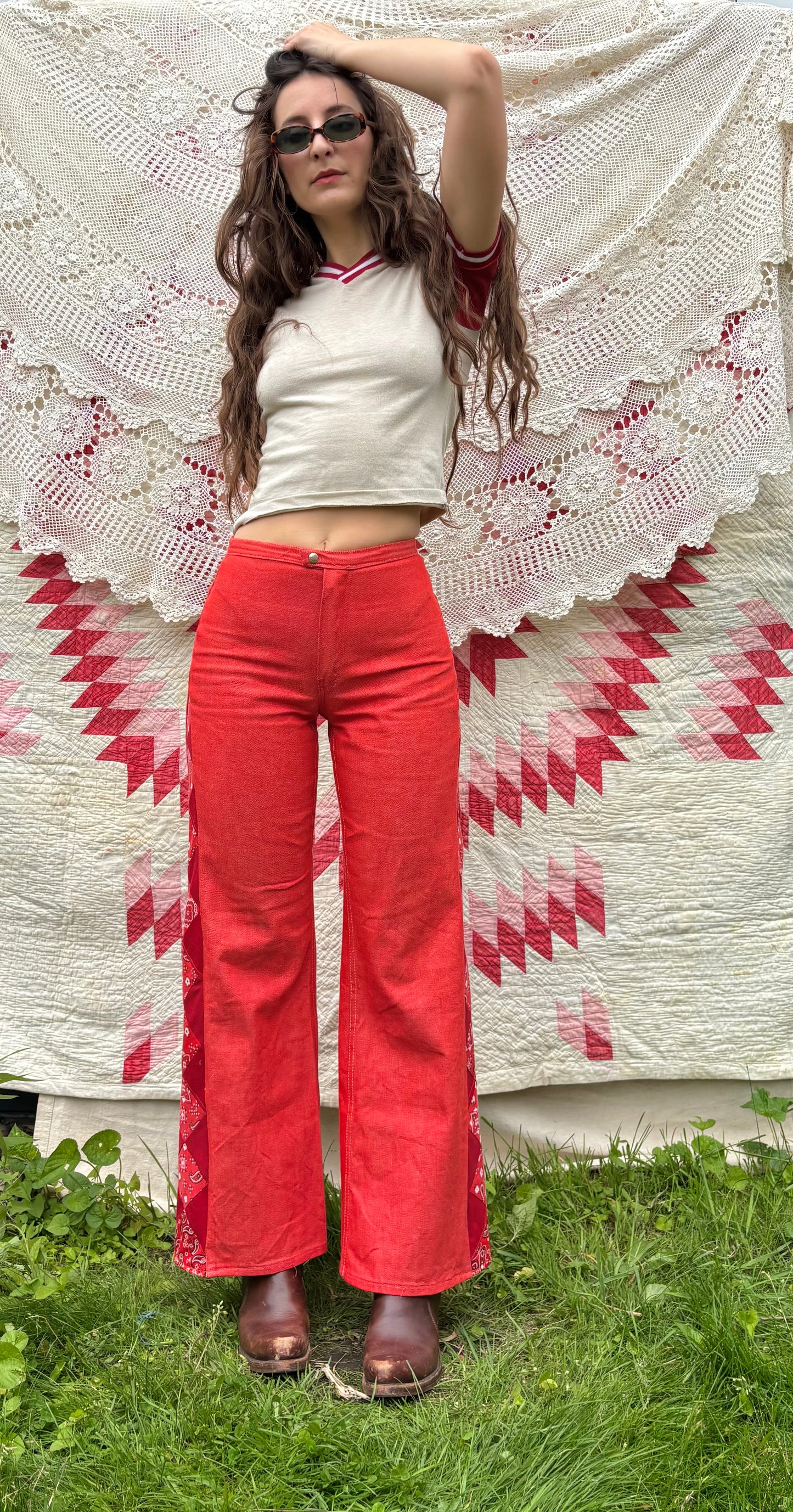 Red Wrangler Diamond Jeans