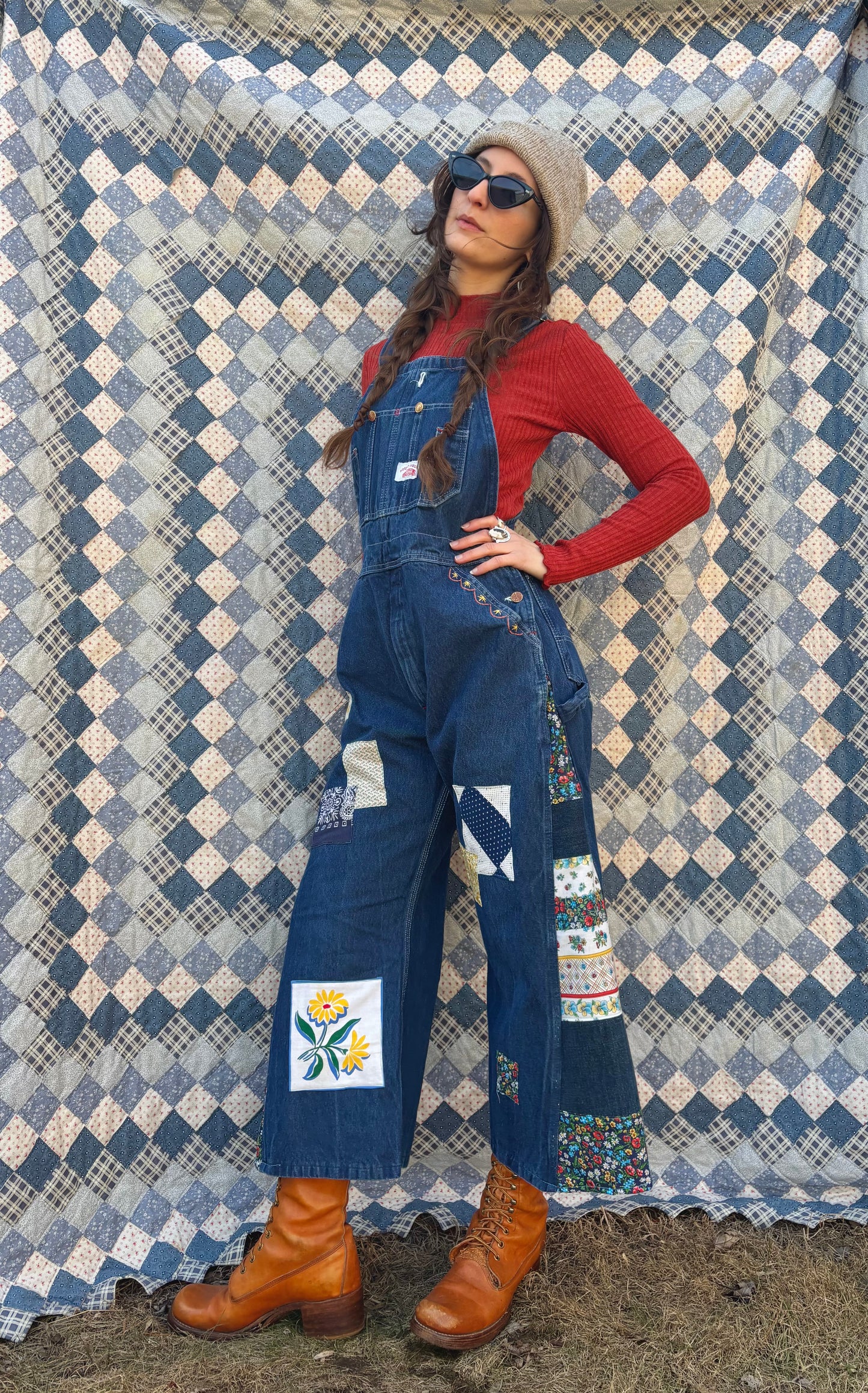 Spring Florals Patchwork Overalls