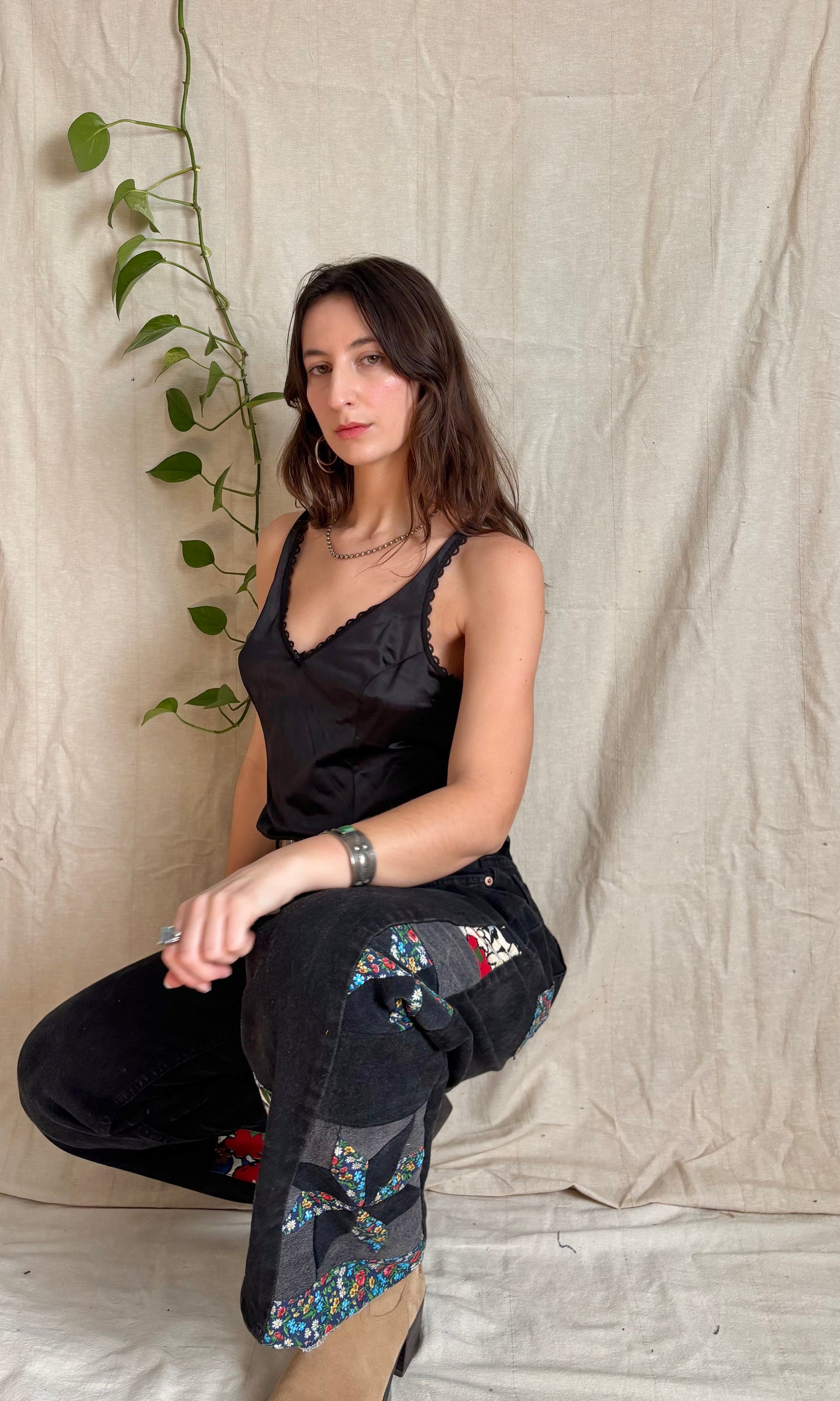 Black Floral Star & Pinwheel Levi's