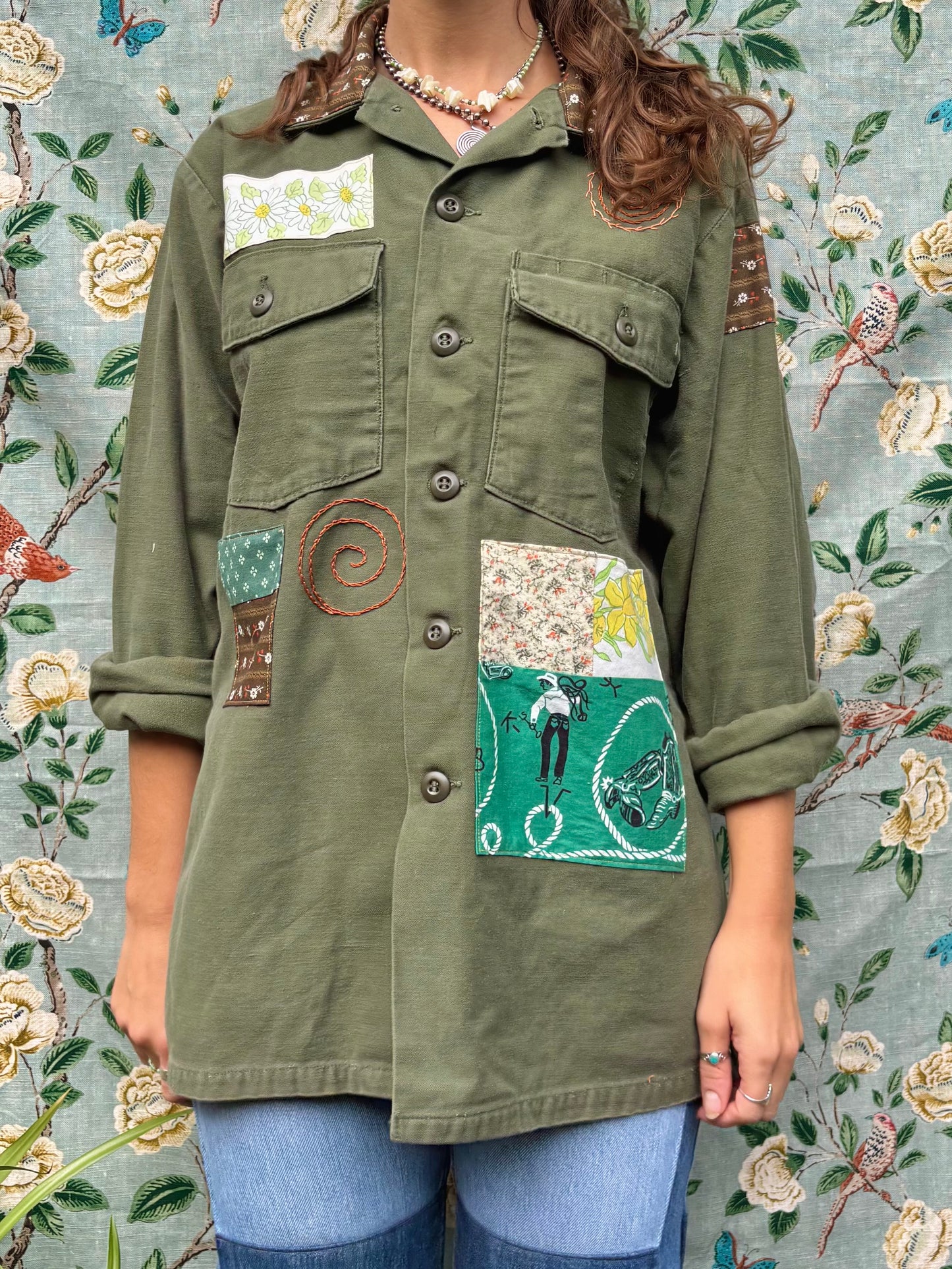 𓆟 Embroidered & Patched OG 107 Army Shirt