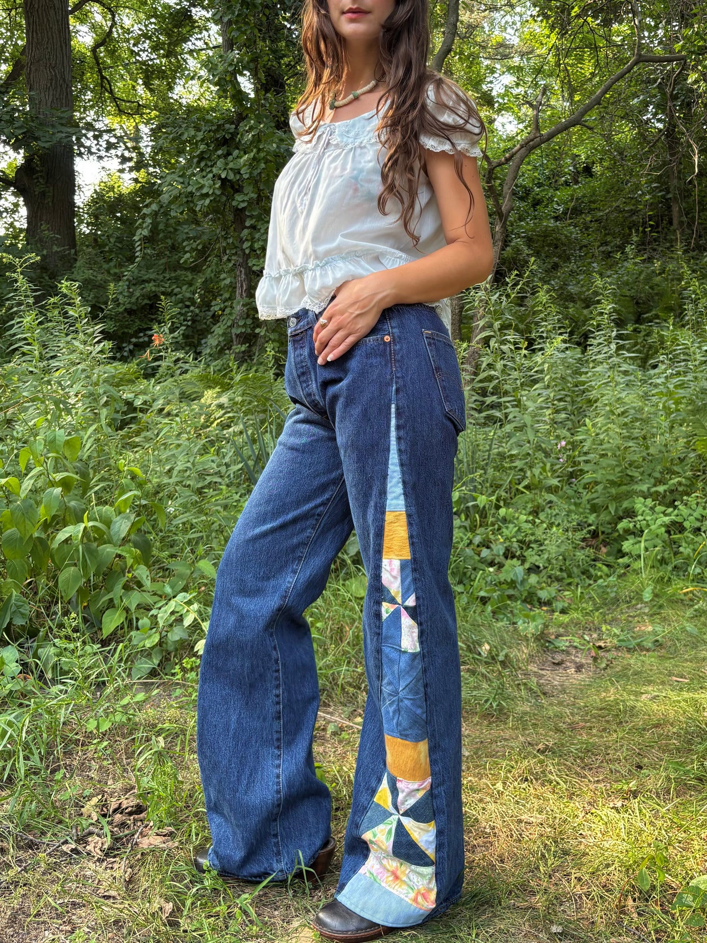 Yellow & Pink Pinwheel Levi's 501s