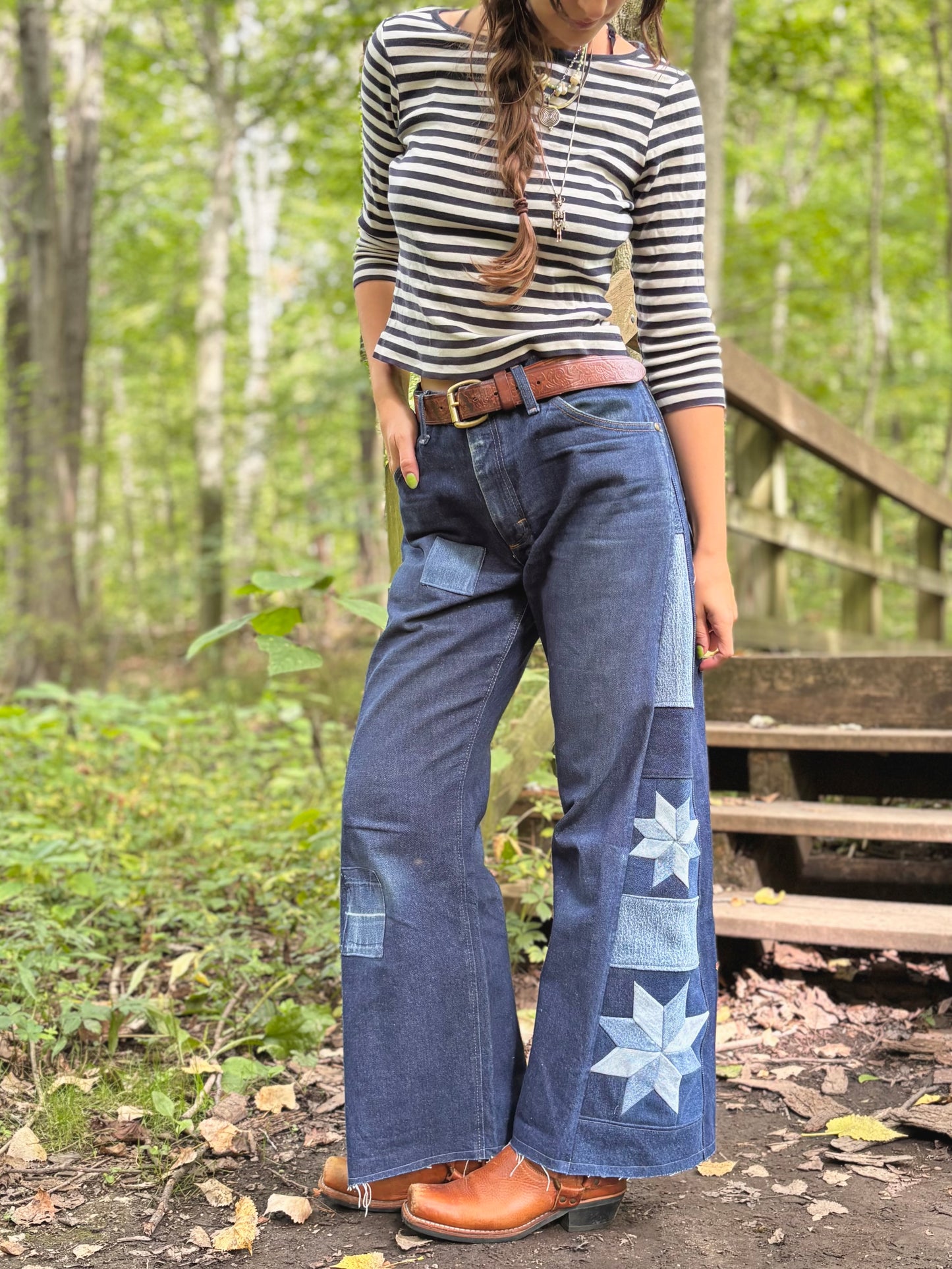 Patched Wrangler Star Jeans