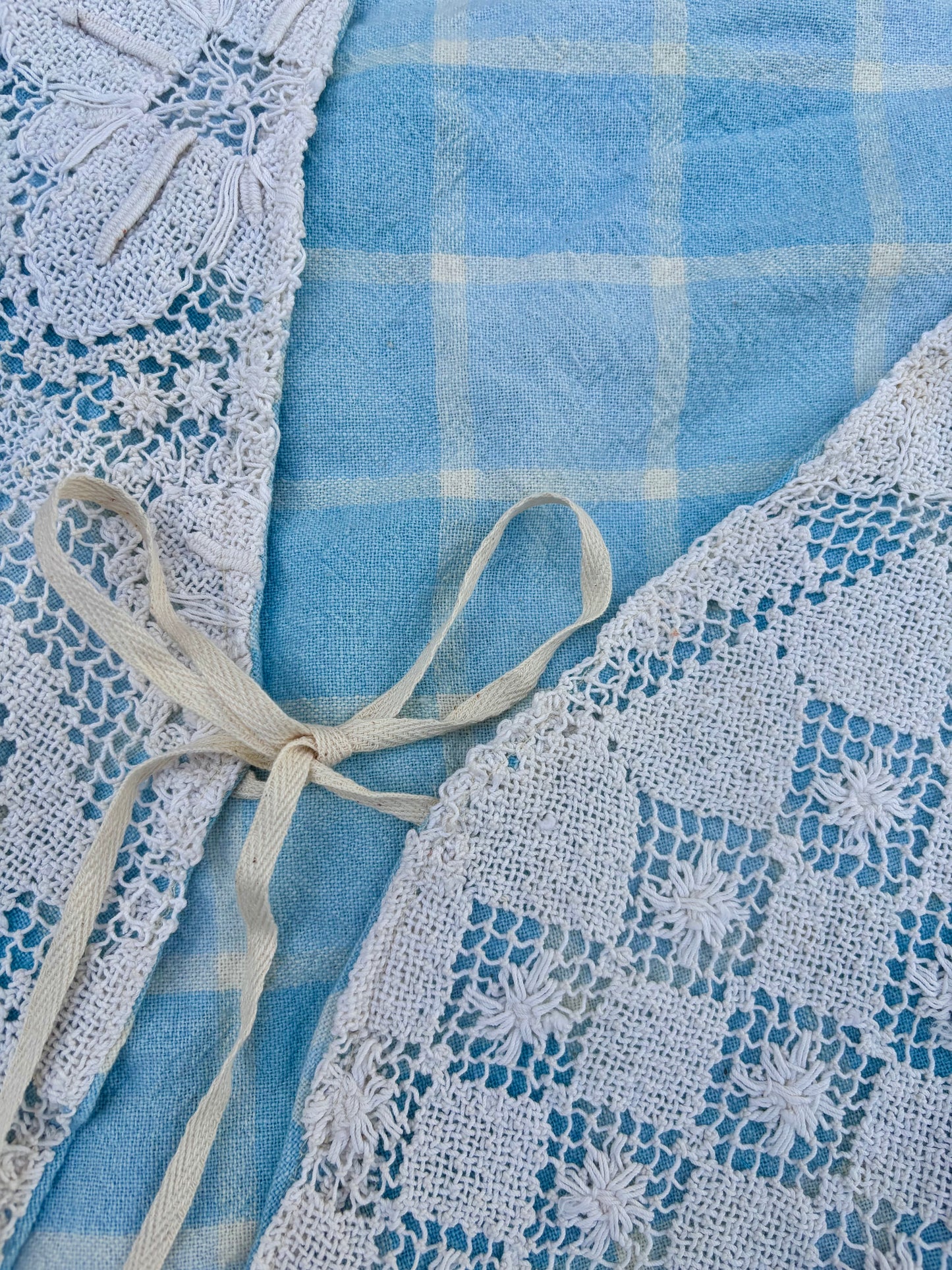 Crochet & Light Blue Plaid Vest