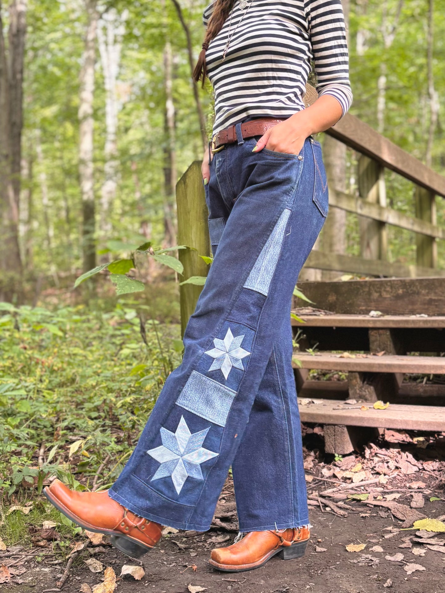 Patched Wrangler Star Jeans