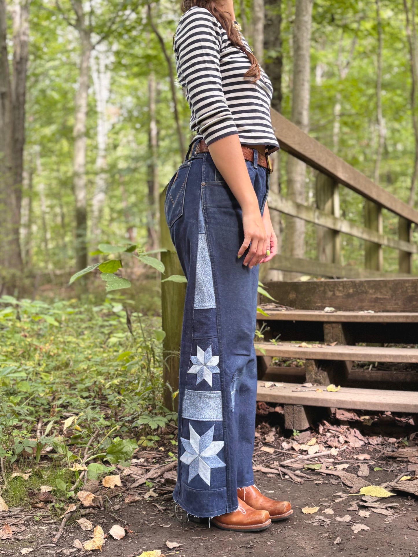 Patched Wrangler Star Jeans