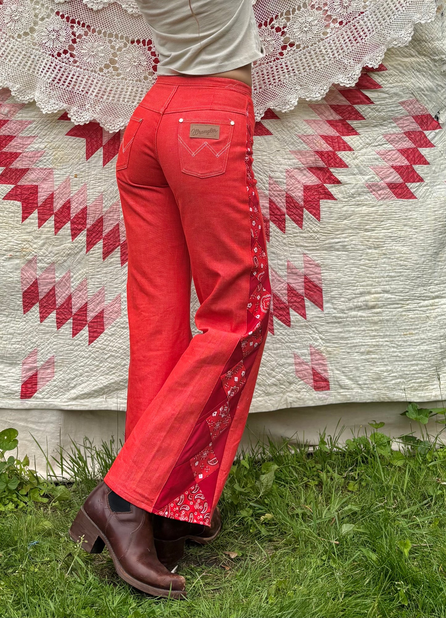 Red Wrangler Diamond Jeans