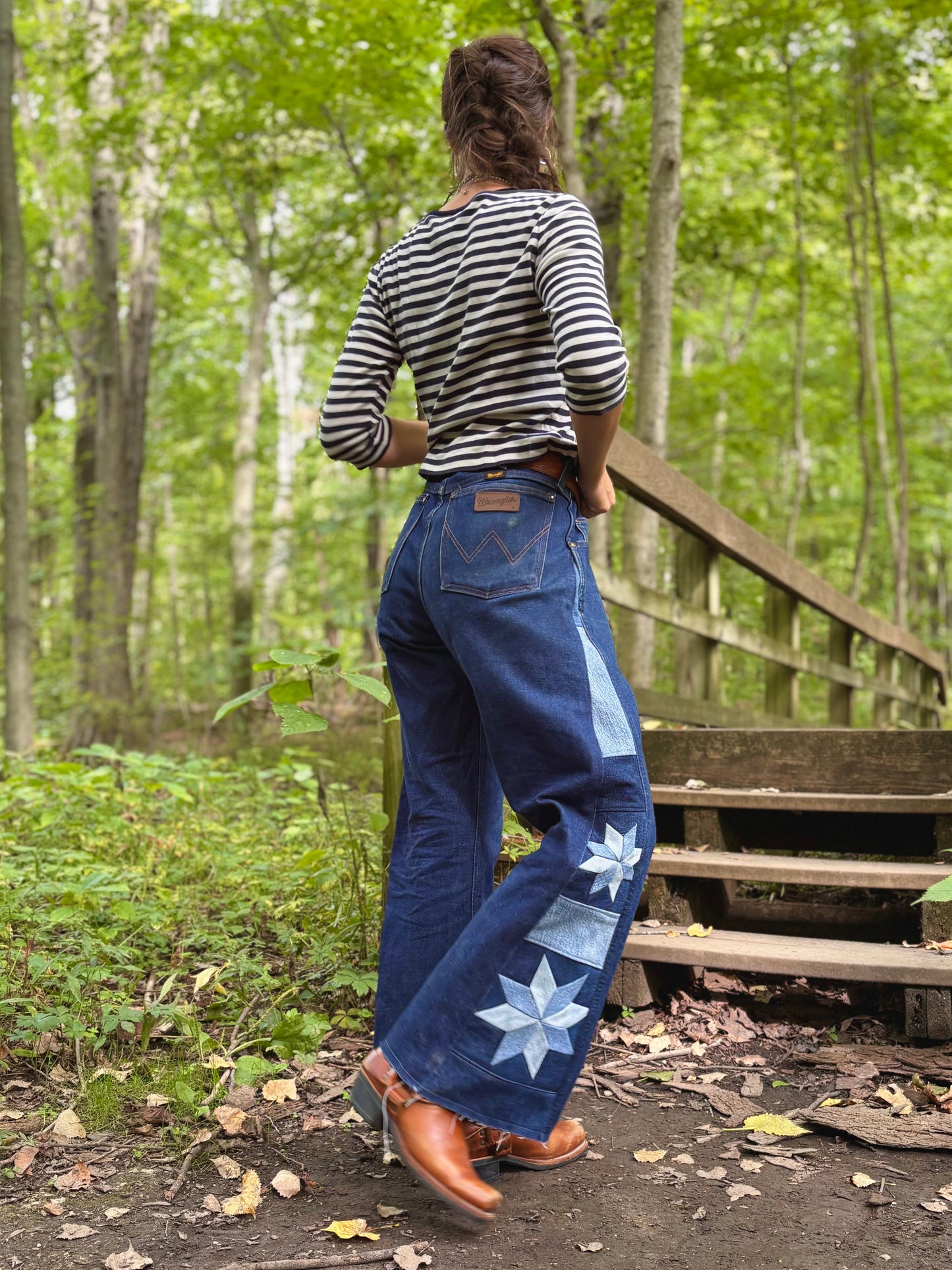 Patched Wrangler Star Jeans