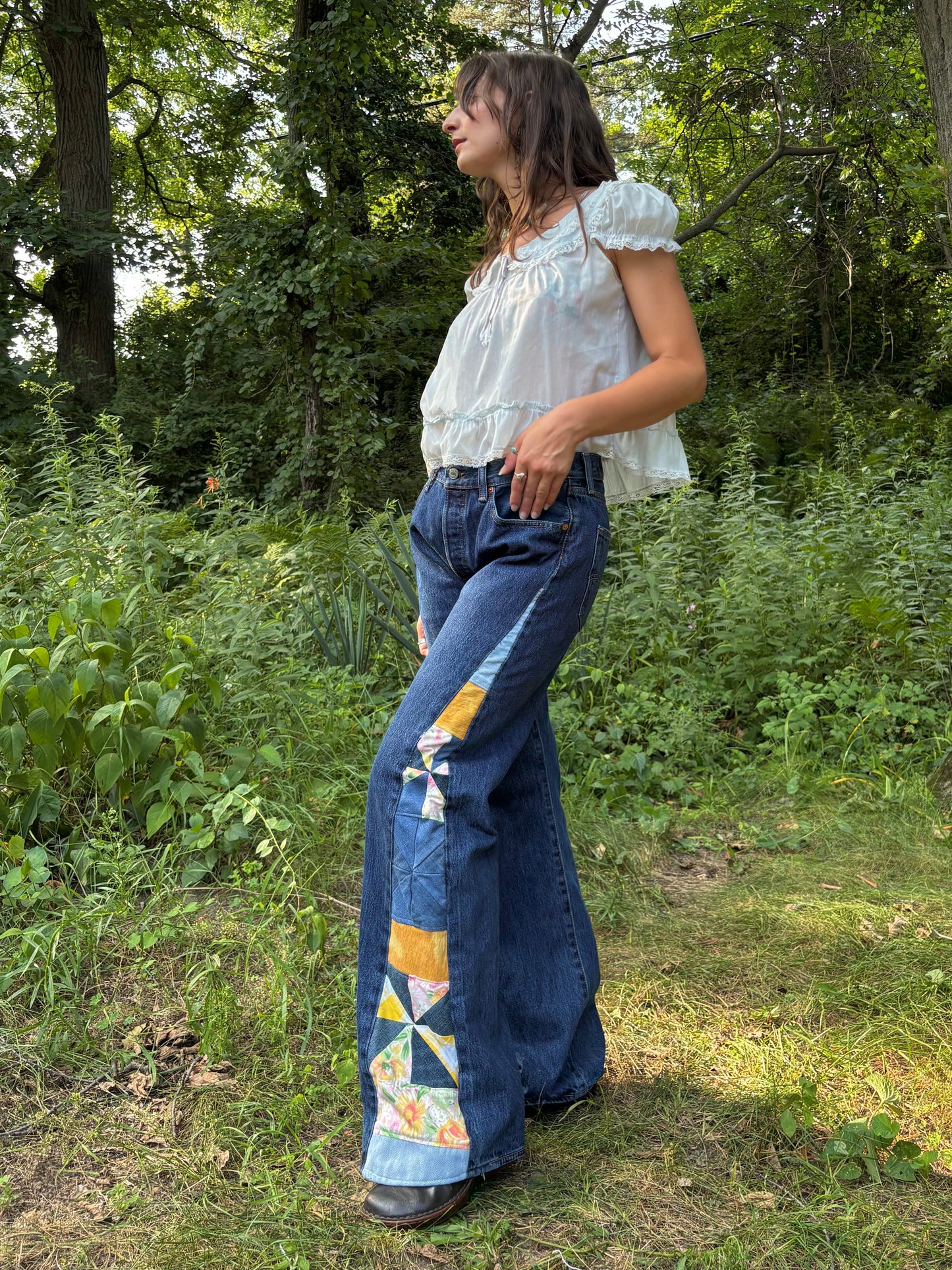 Yellow & Pink Pinwheel Levi's 501s