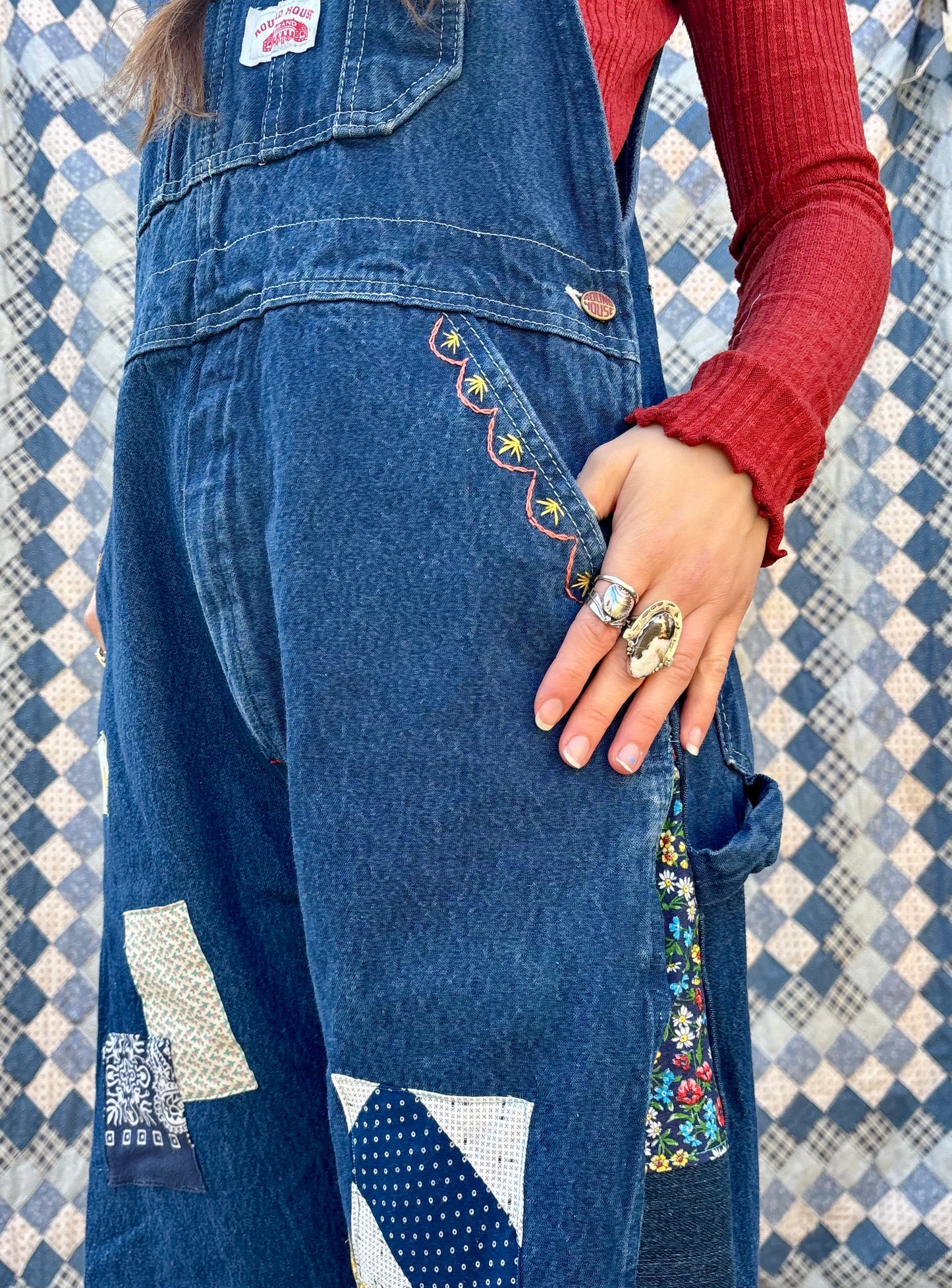 Spring Florals Patchwork Overalls