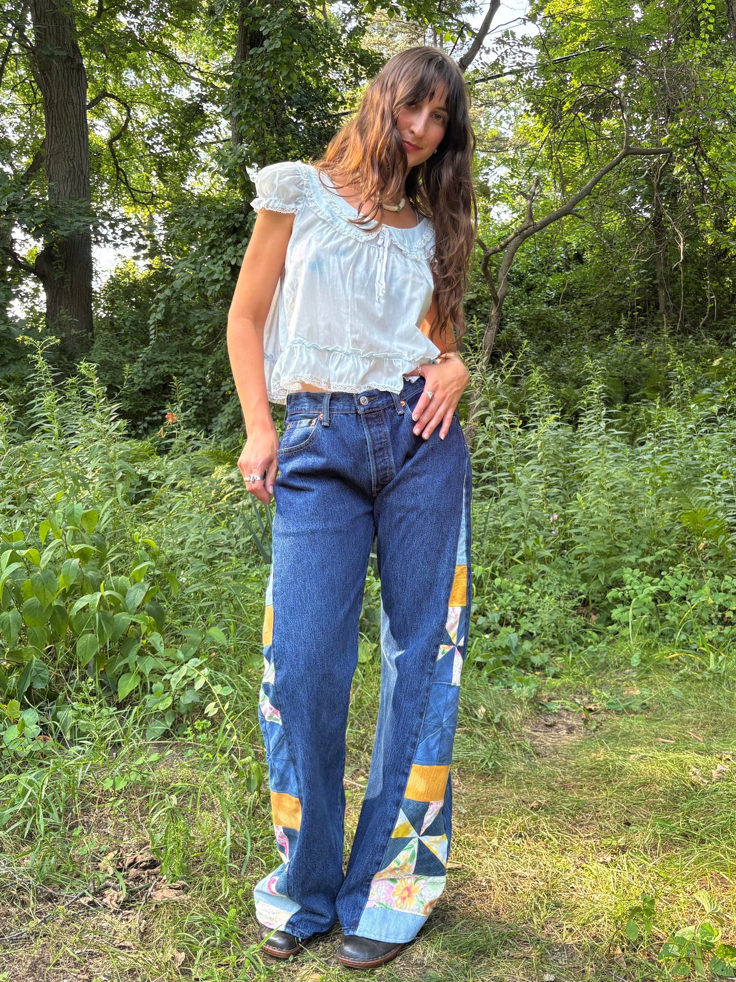 Yellow & Pink Pinwheel Levi's 501s