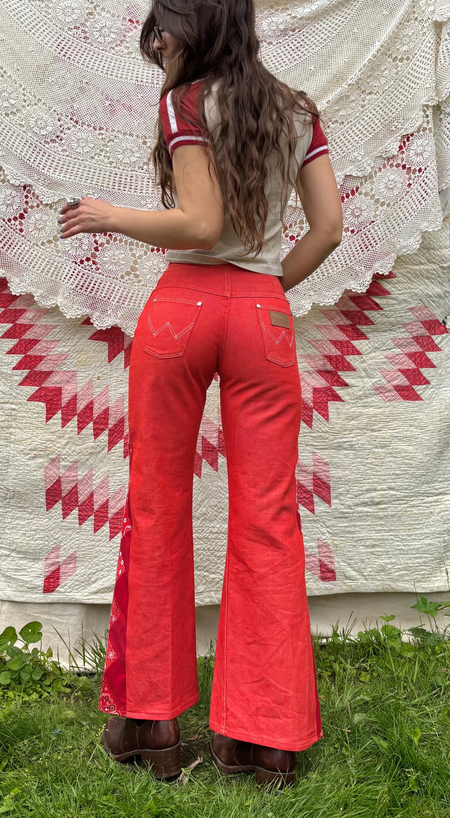 Red Wrangler Diamond Jeans
