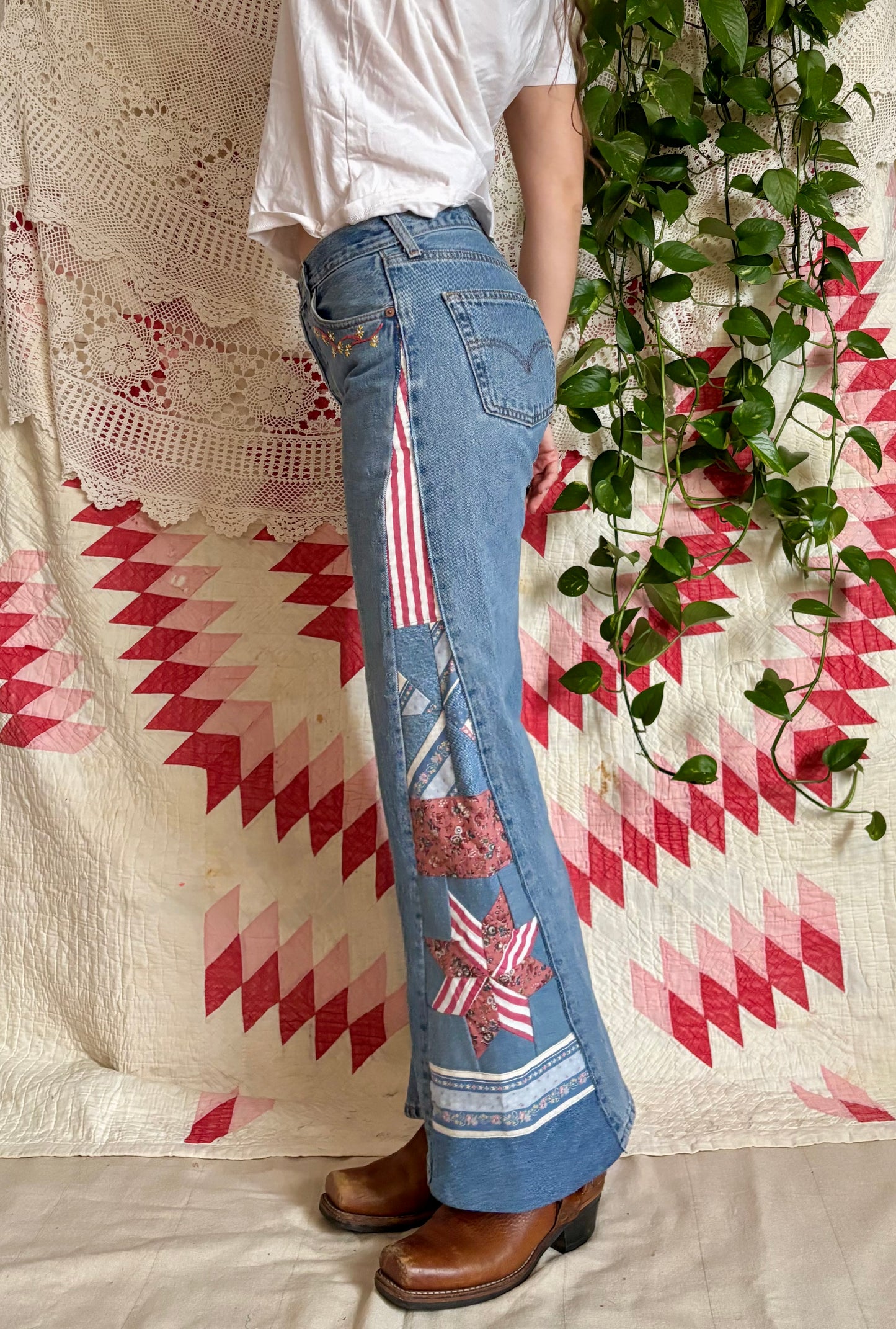 Embroidered Star & Pinwheel Levi's