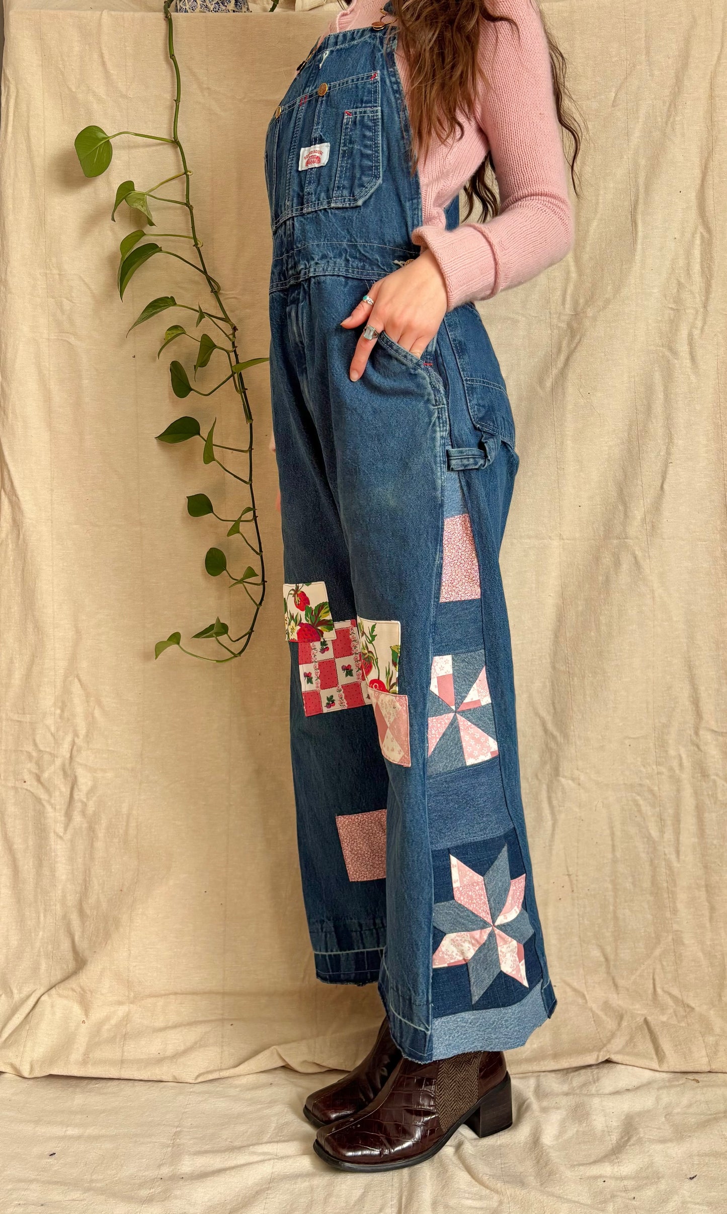 Strawberry Star & Pinwheel Overalls