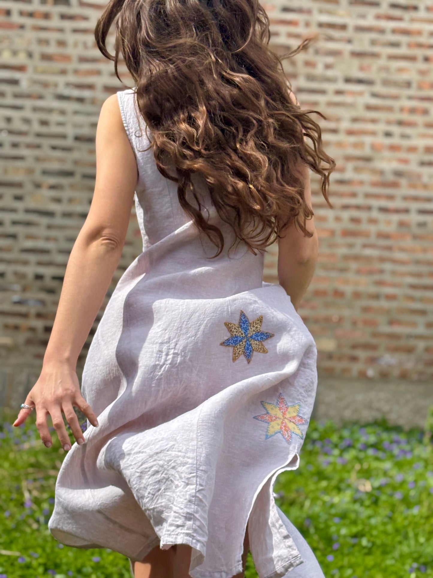 Strawberry Garden Embroidered Linen Dress