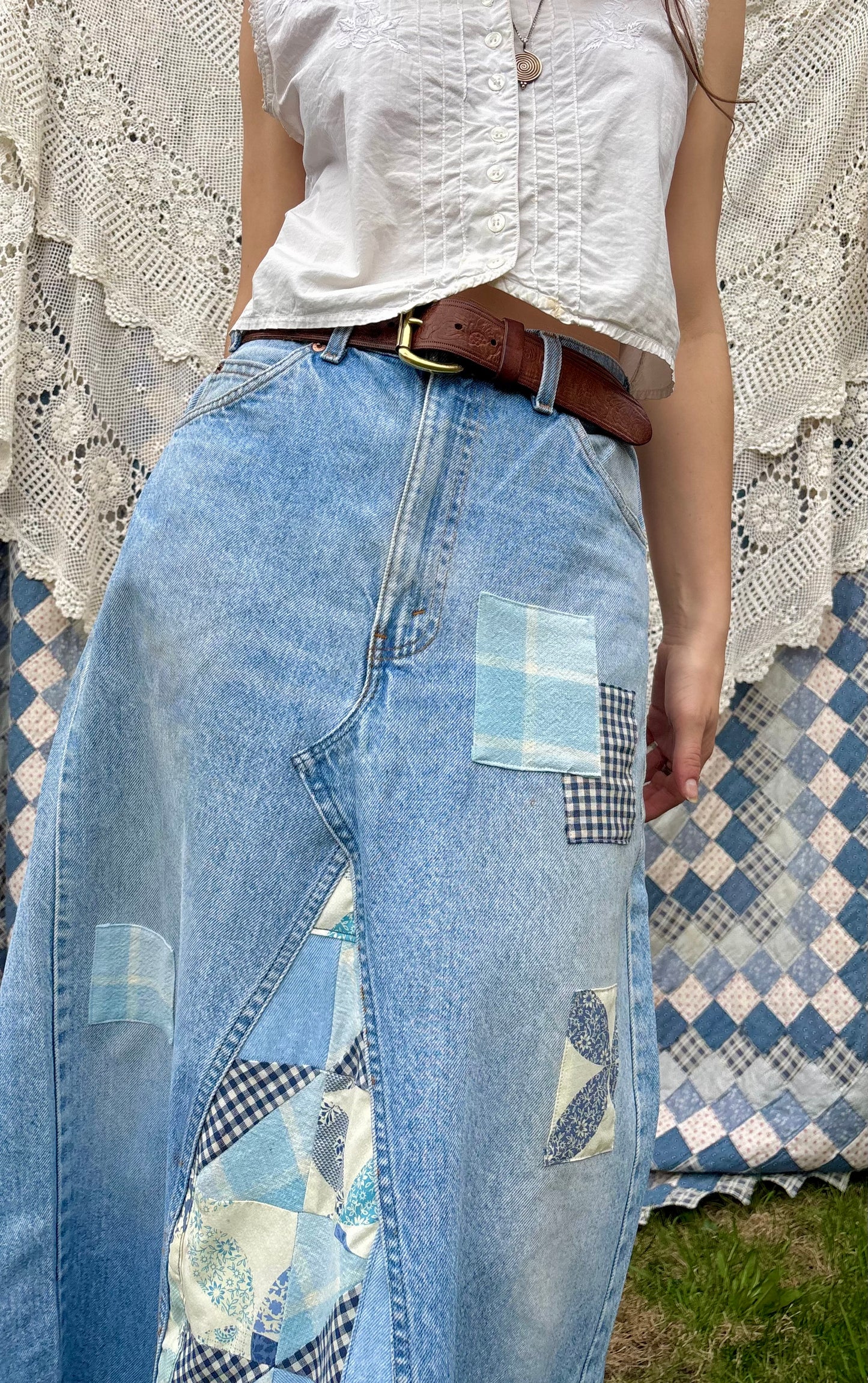 Orange Tab Quilt Skirt