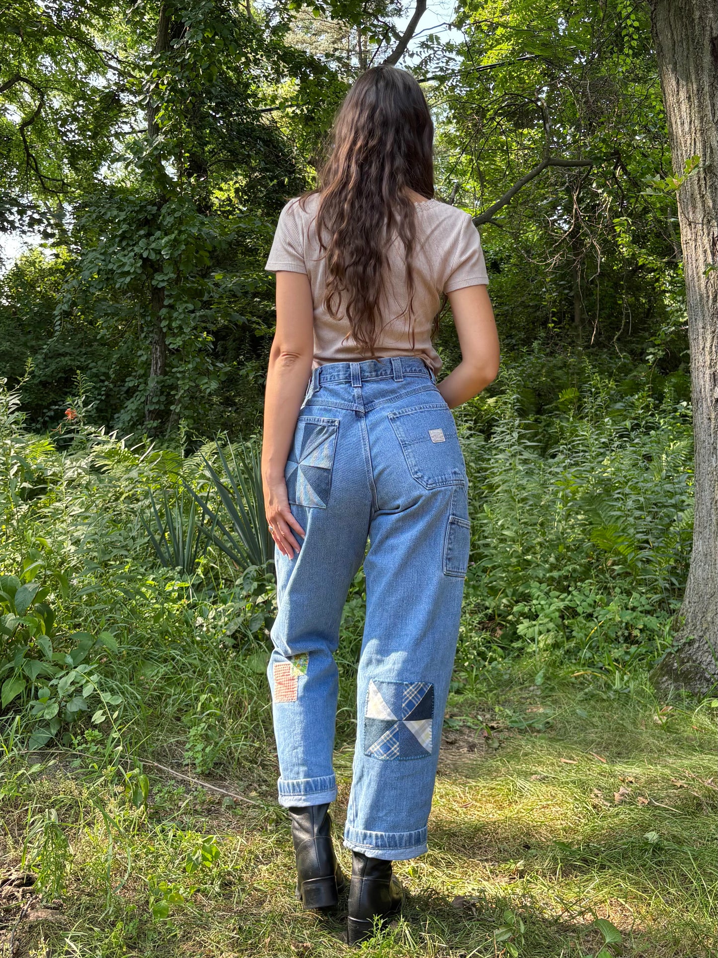 Embroidered & Patched Cargo Jeans