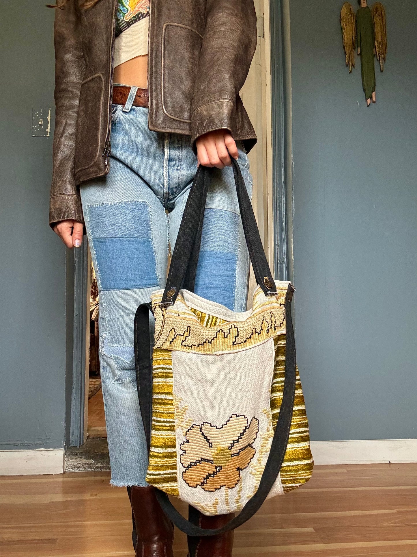 Gold & Olive Velvet Bag