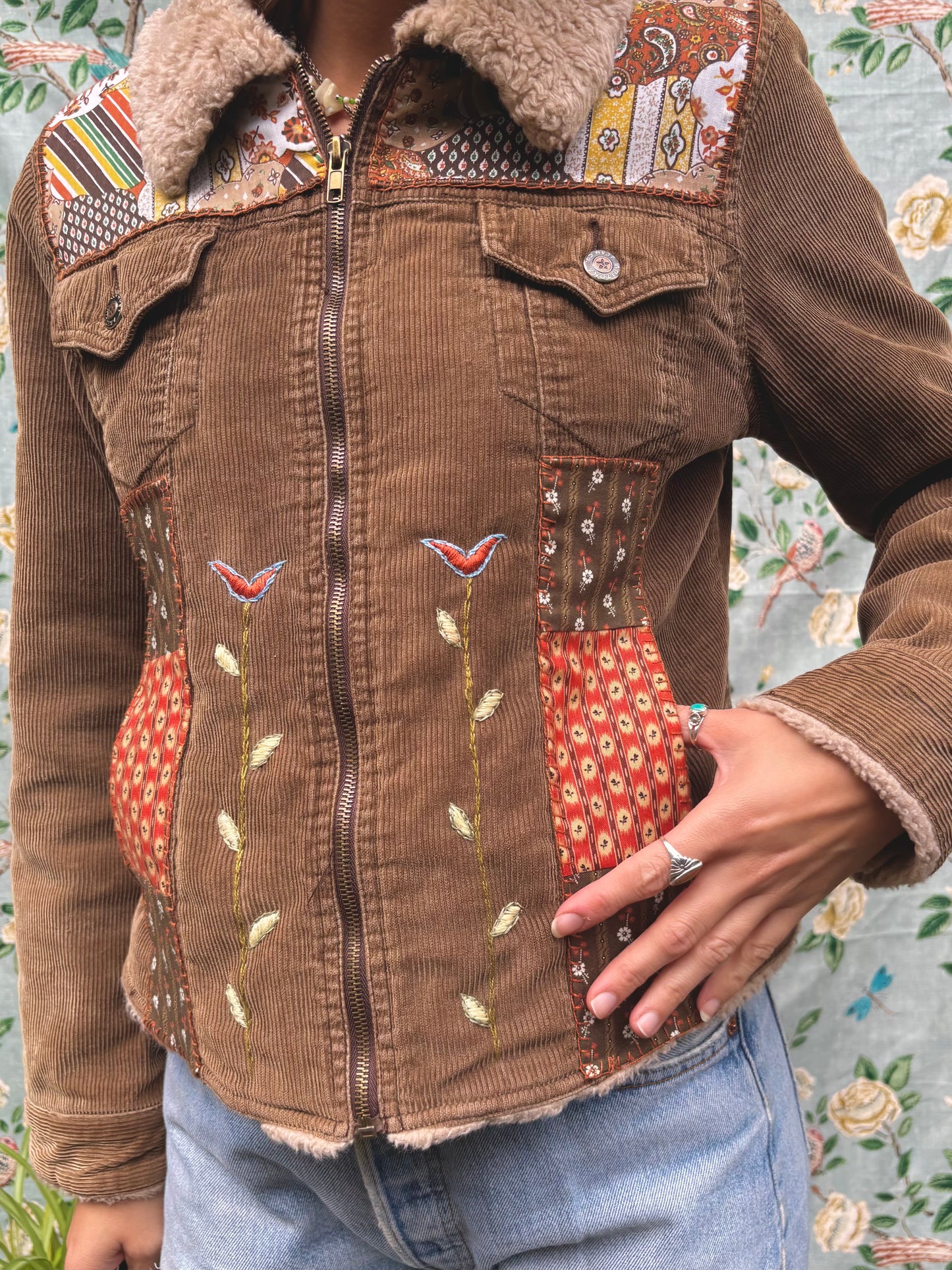 🤎 Embroidered & Patched Corduroy Jacket