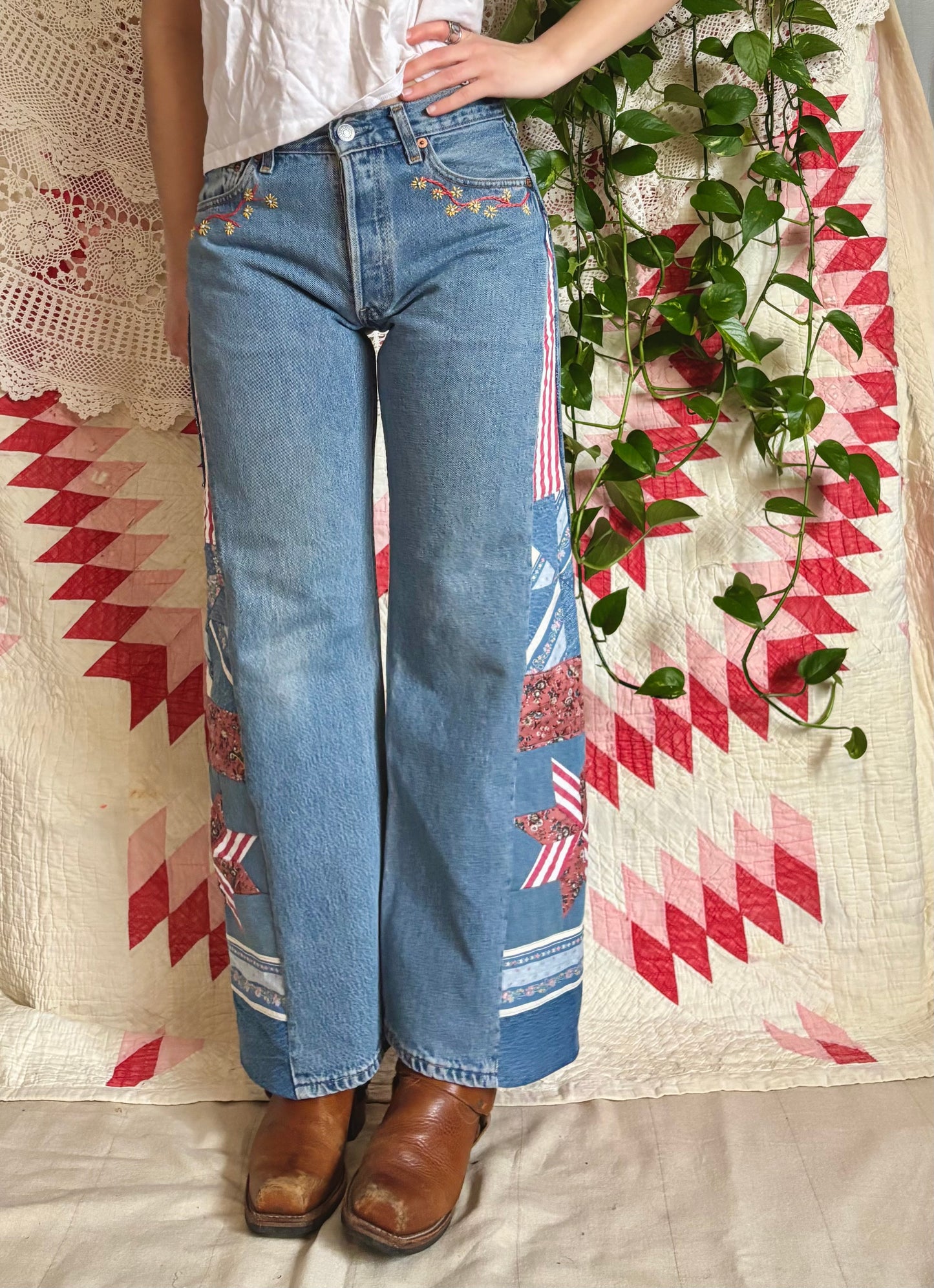 Embroidered Star & Pinwheel Levi's