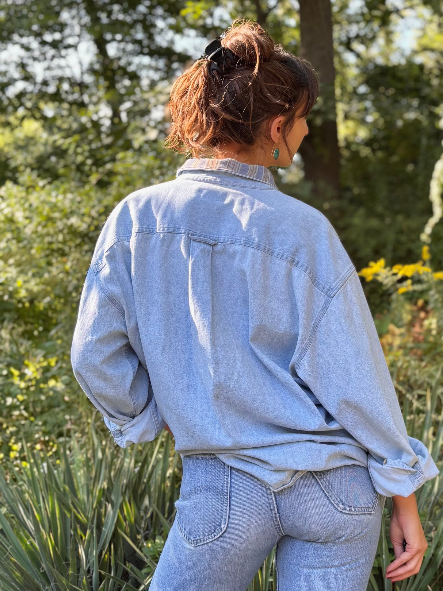 Hand Embroidered Celestial Denim Shirt 🪐