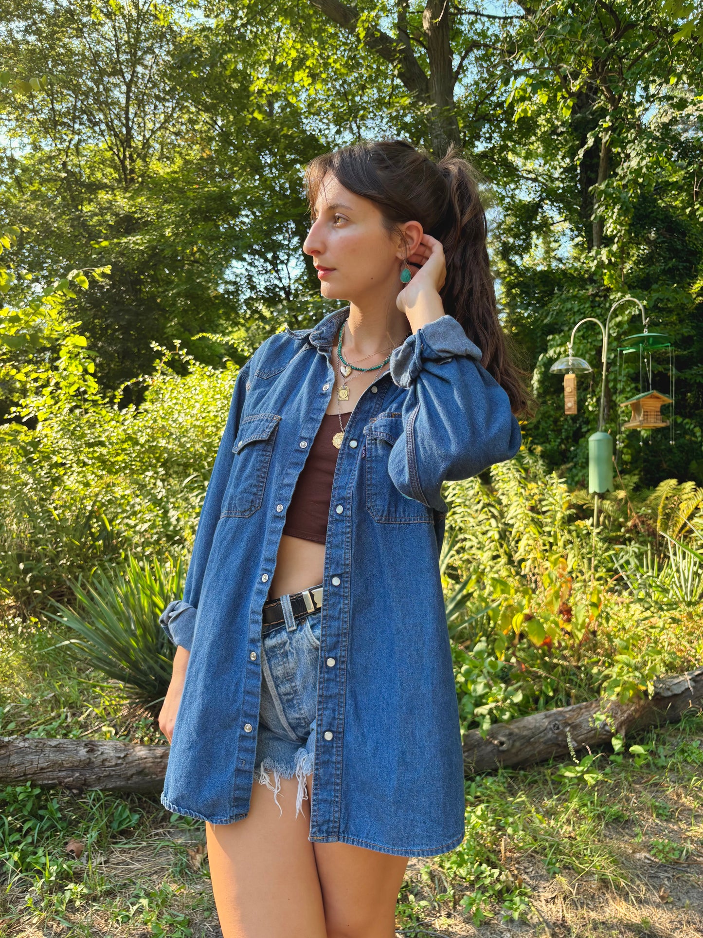 Hand Embroidered Grateful Dead Denim Shirt