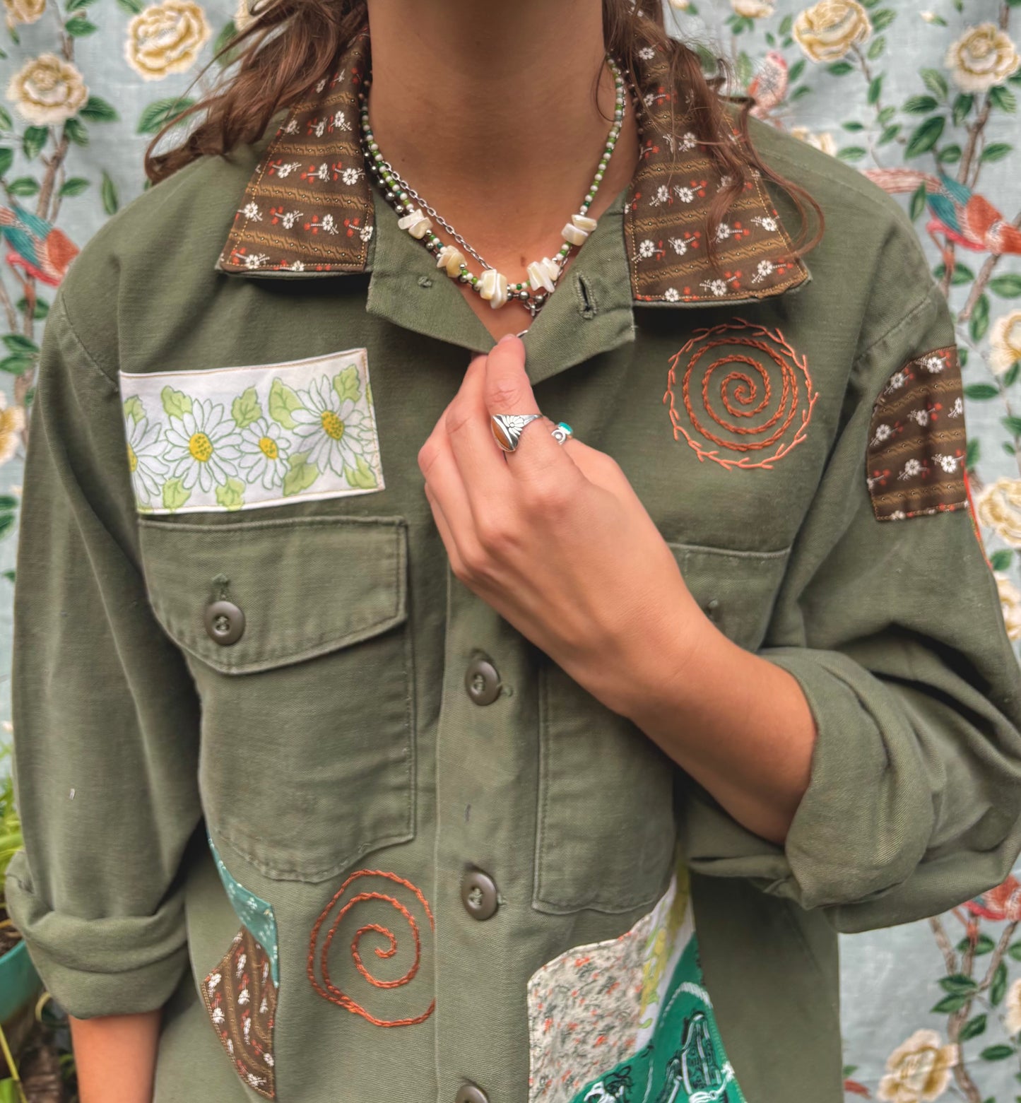 𓆟 Embroidered & Patched OG 107 Army Shirt