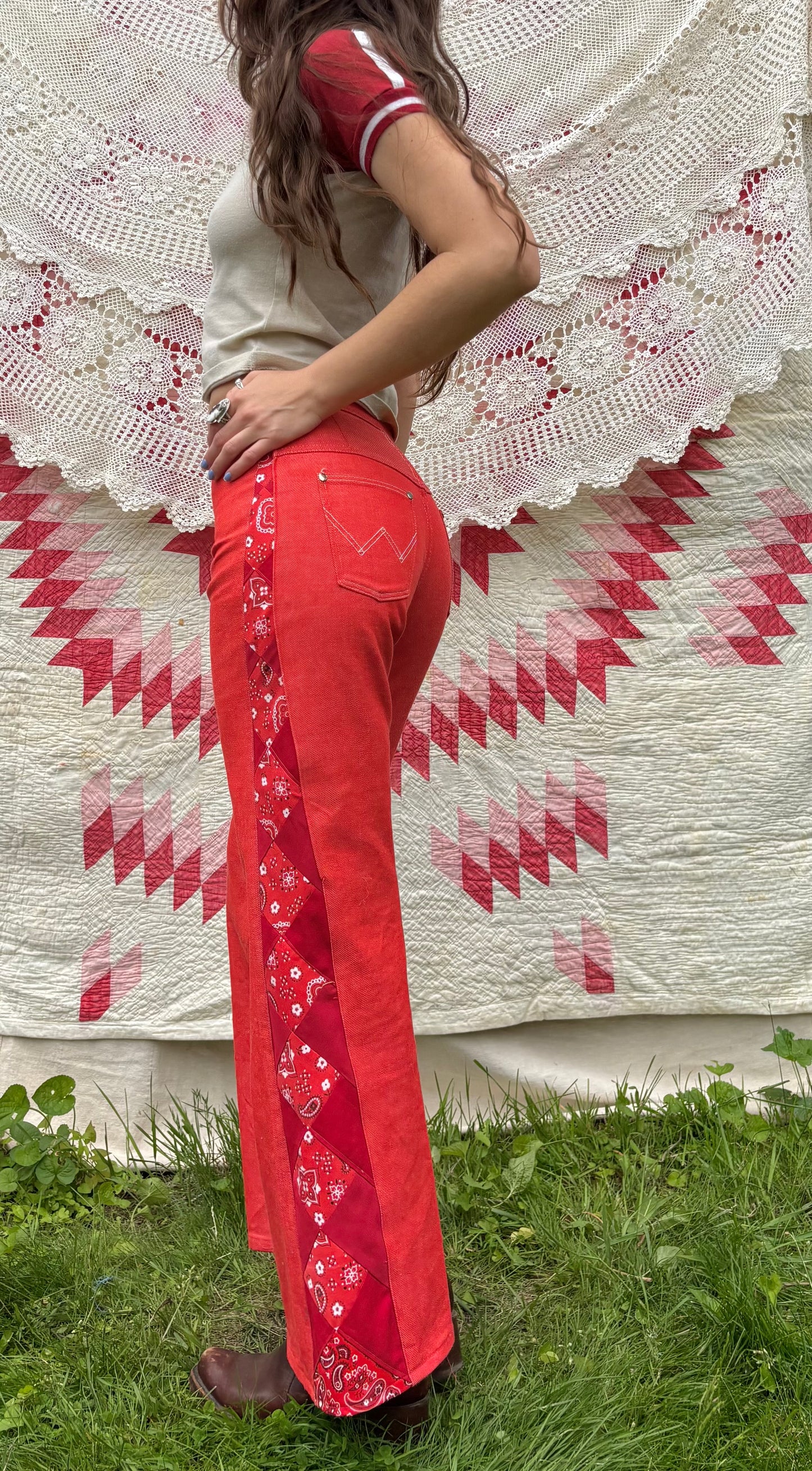 Red Wrangler Diamond Jeans