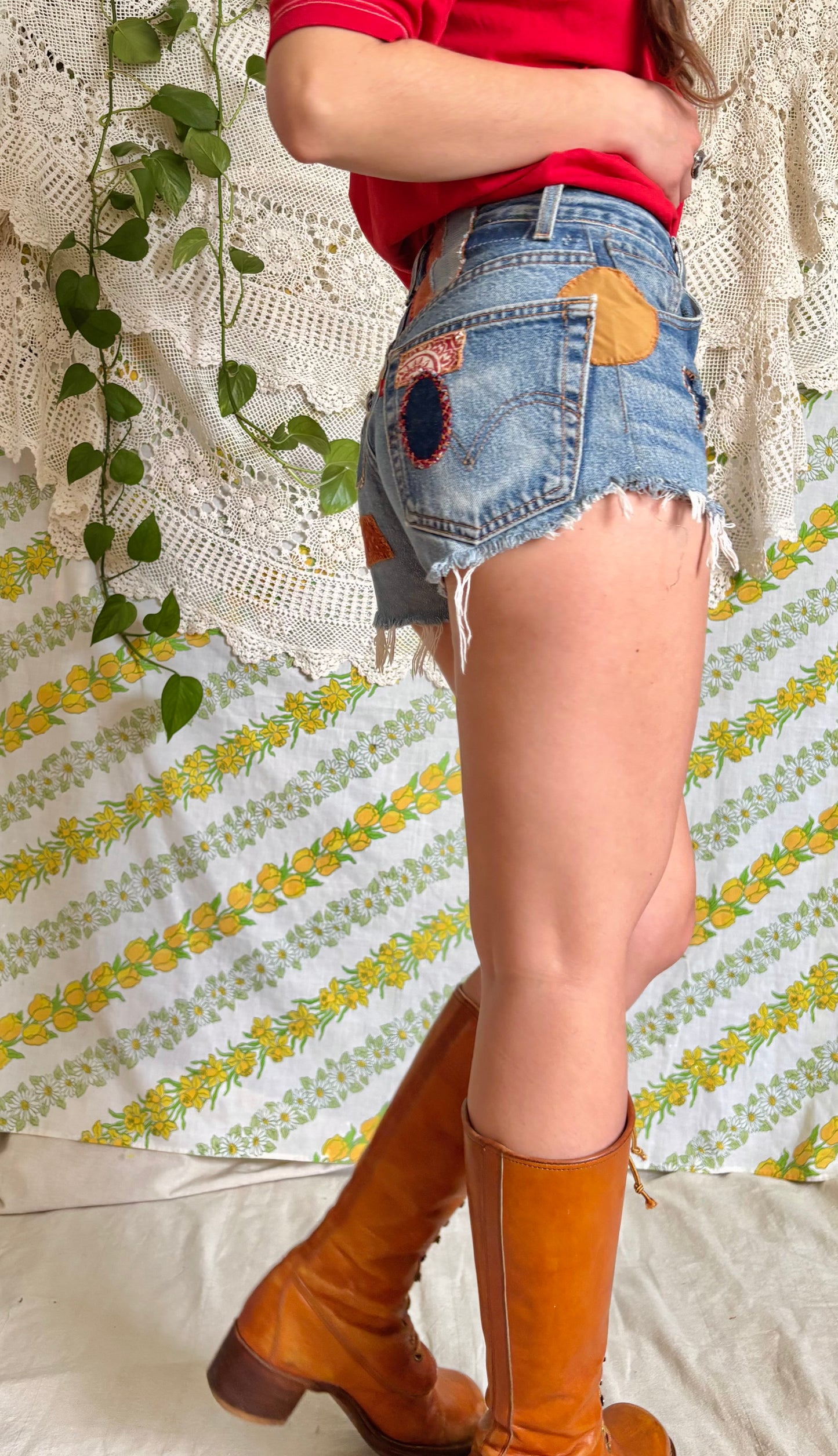Appliqué Patchwork Shorts