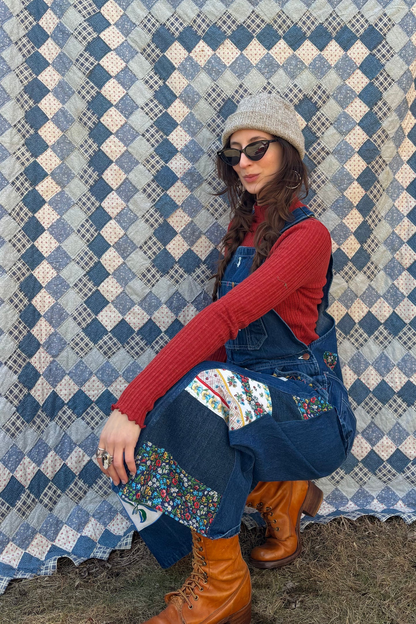Spring Florals Patchwork Overalls