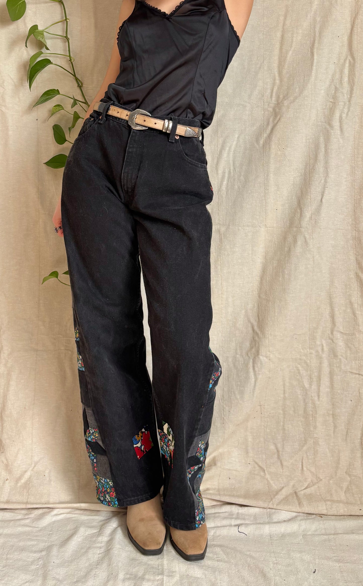Black Floral Star & Pinwheel Levi's