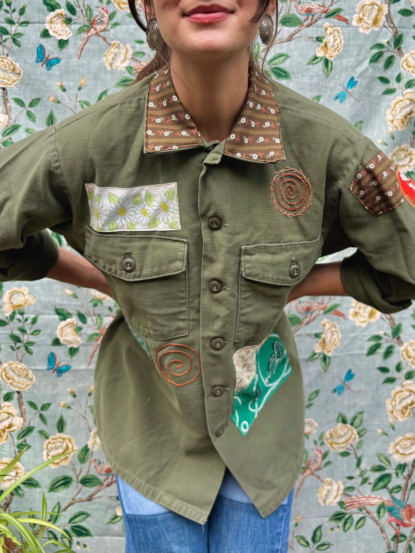 𓆟 Embroidered & Patched OG 107 Army Shirt