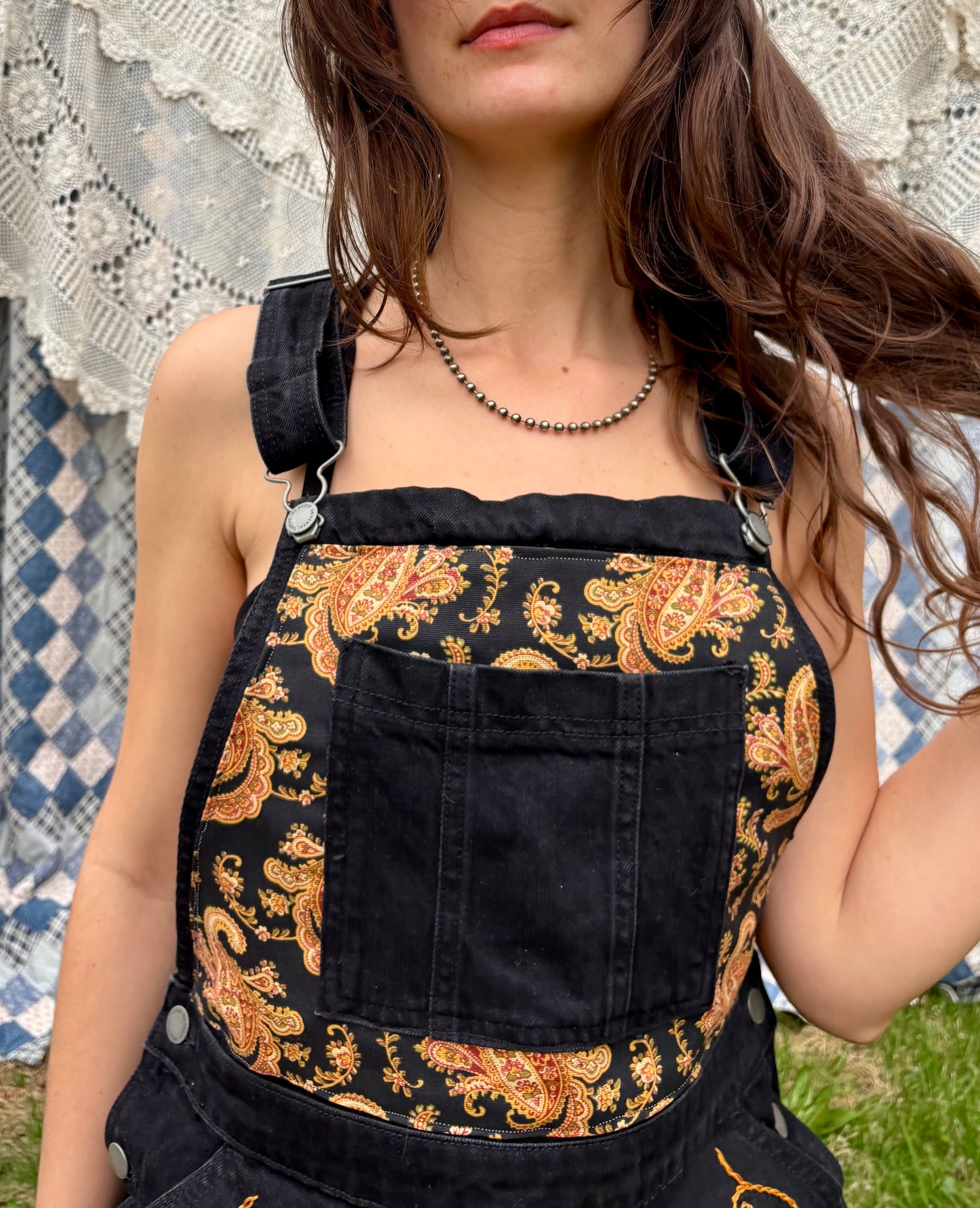 Black & Gold Overall Shorts