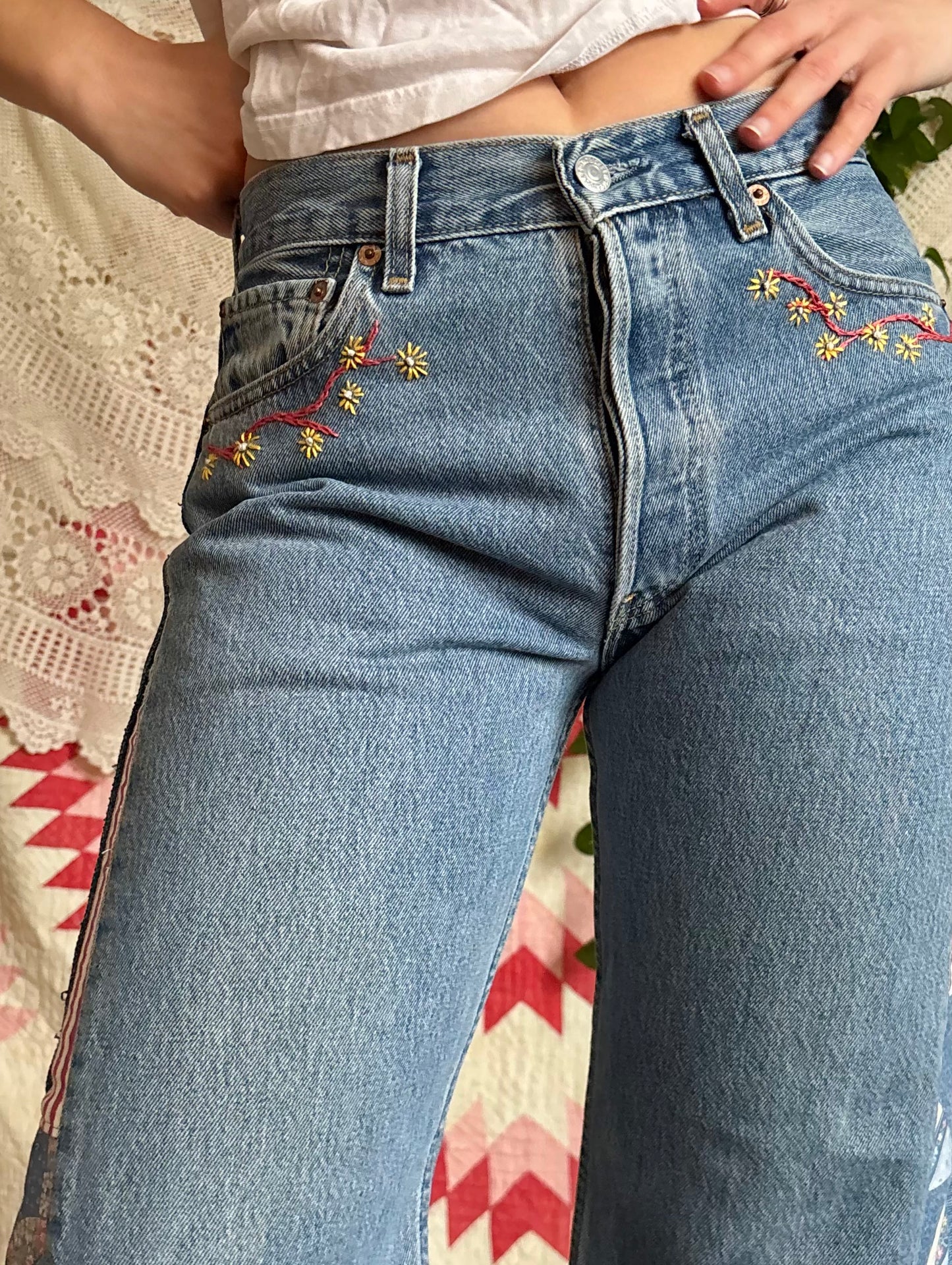 Embroidered Star & Pinwheel Levi's