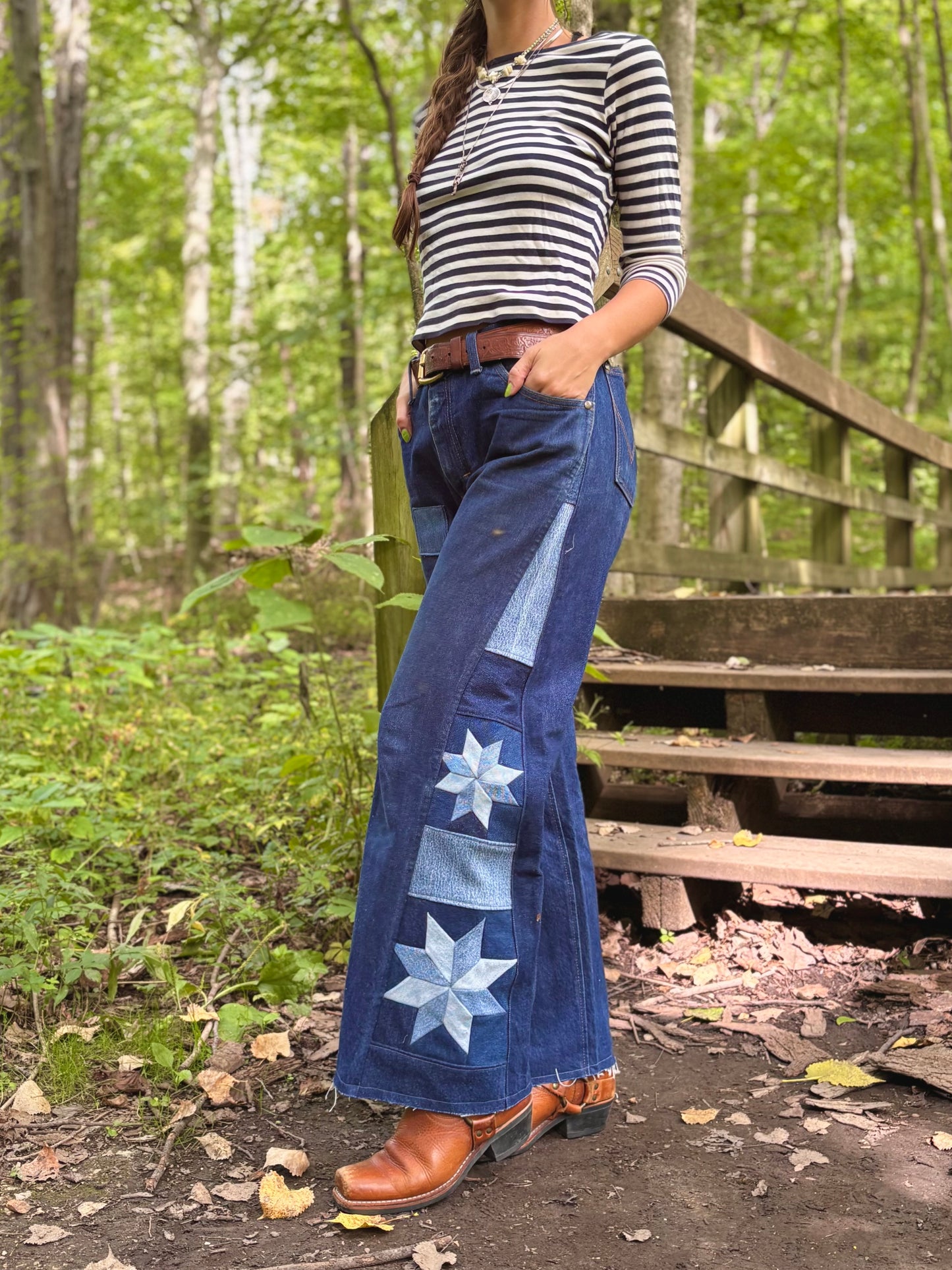 Patched Wrangler Star Jeans