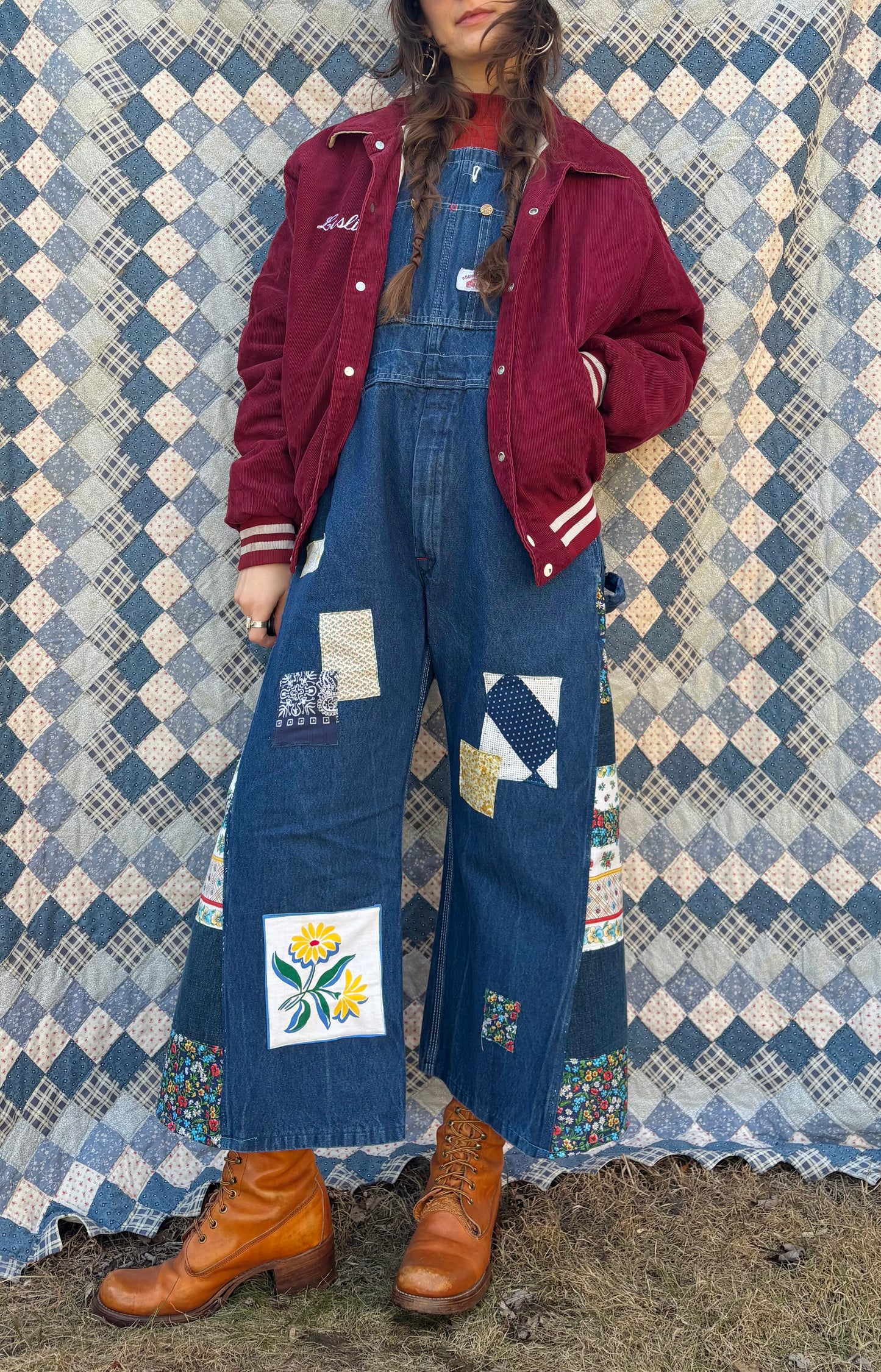 Spring Florals Patchwork Overalls