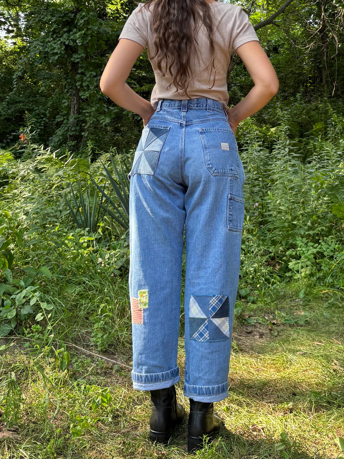 Embroidered & Patched Cargo Jeans
