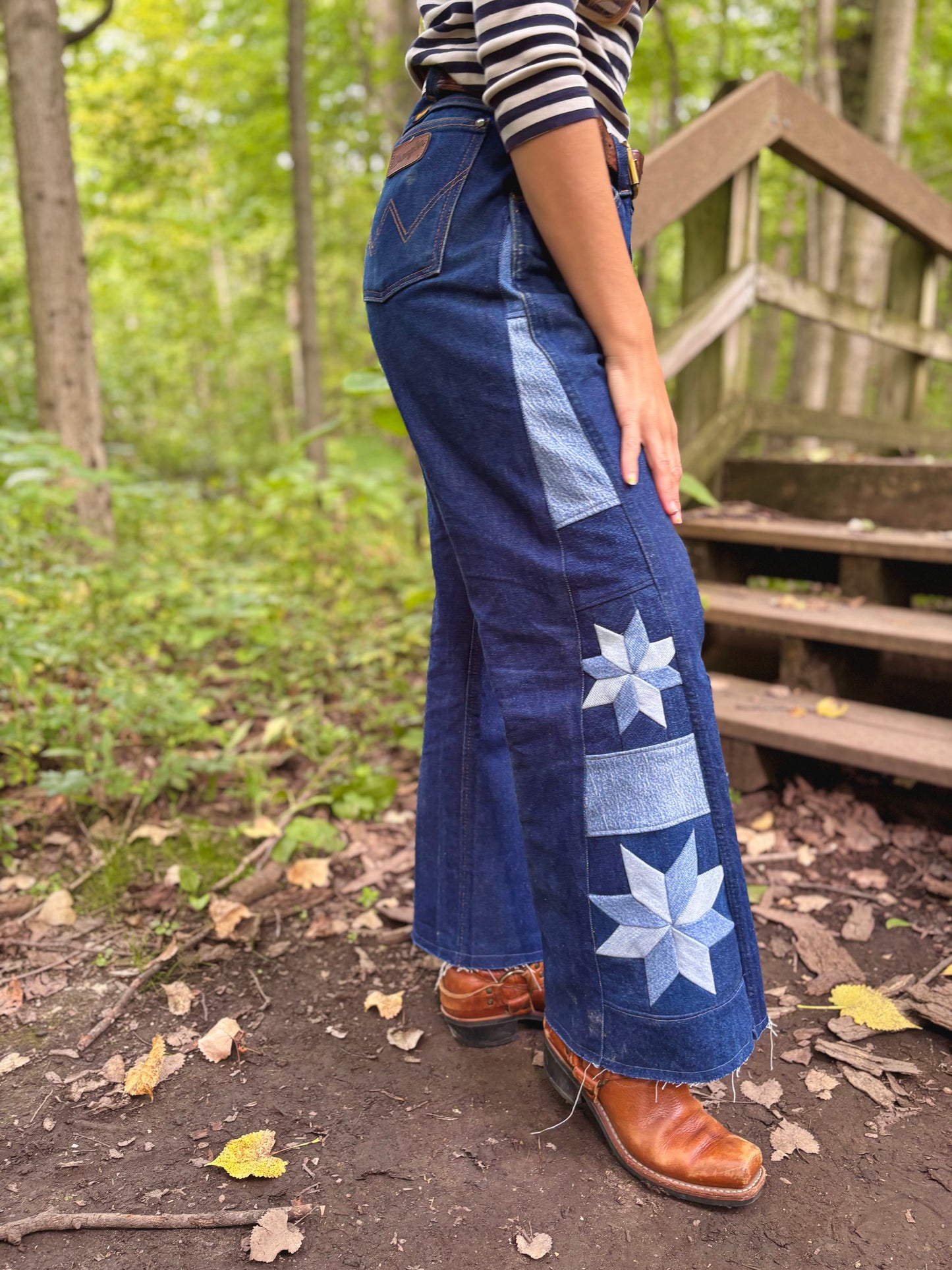 Patched Wrangler Star Jeans