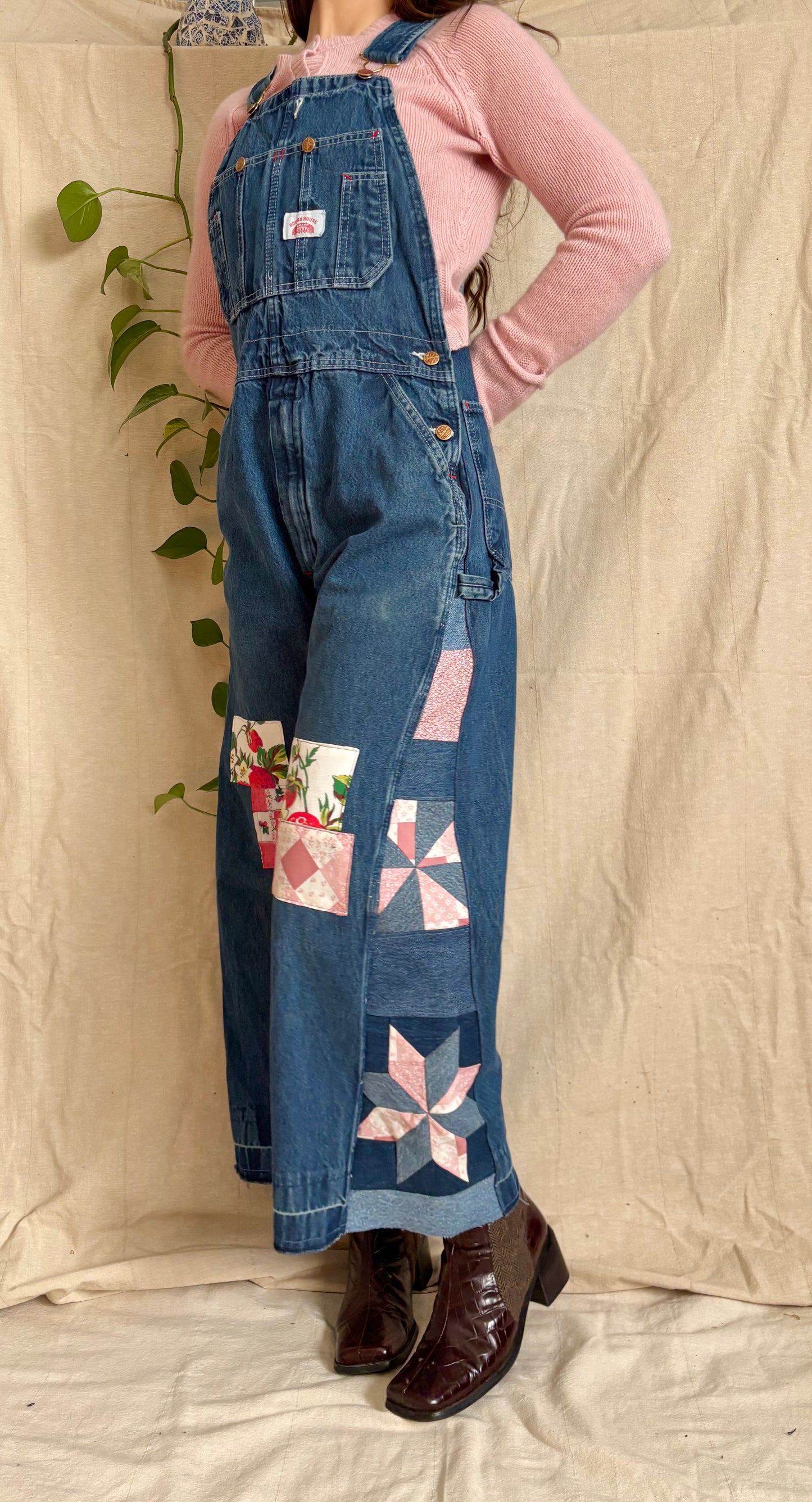Strawberry Star & Pinwheel Overalls