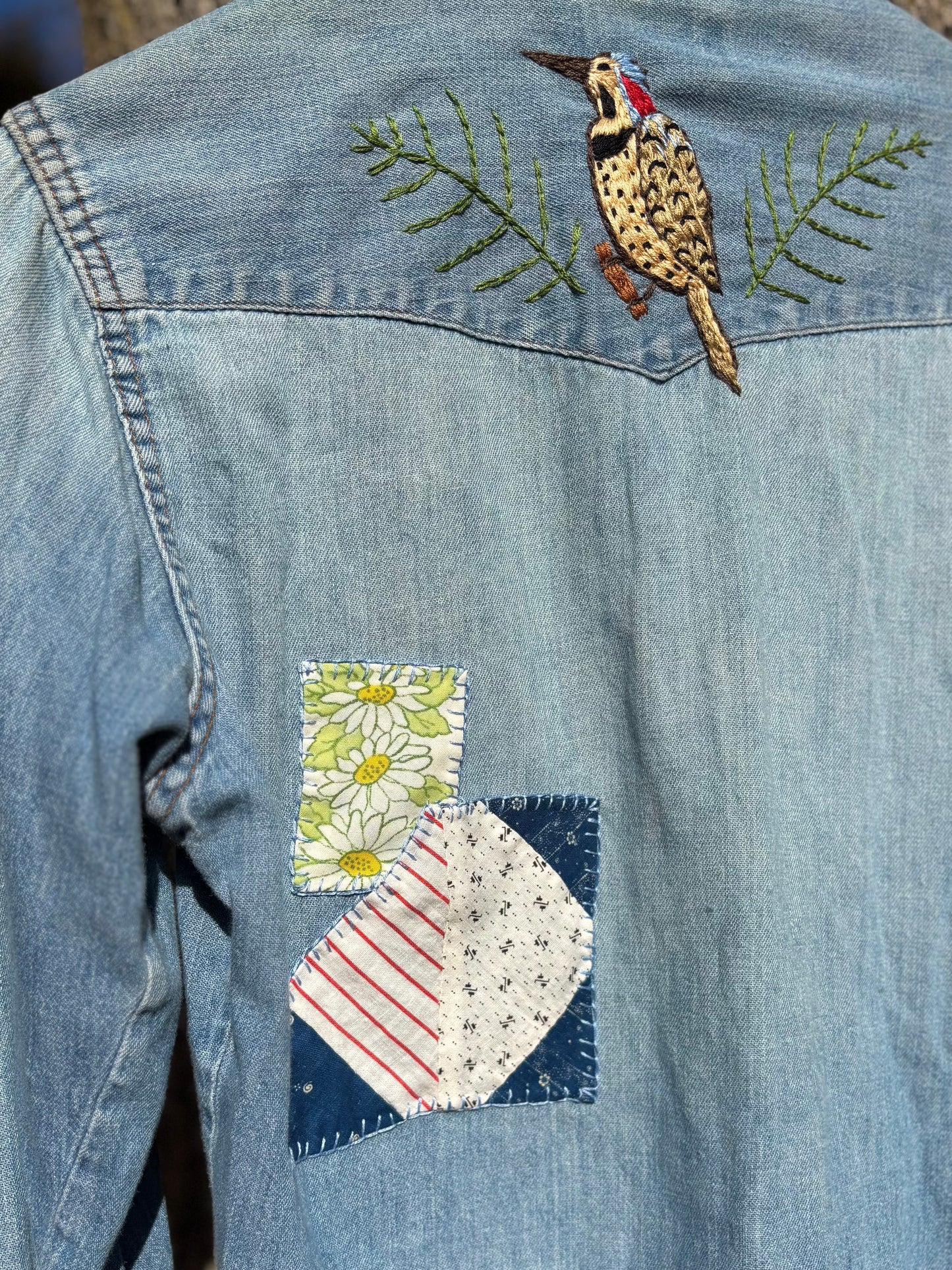 1970s Northern Flicker Embroidered Pearl Snap