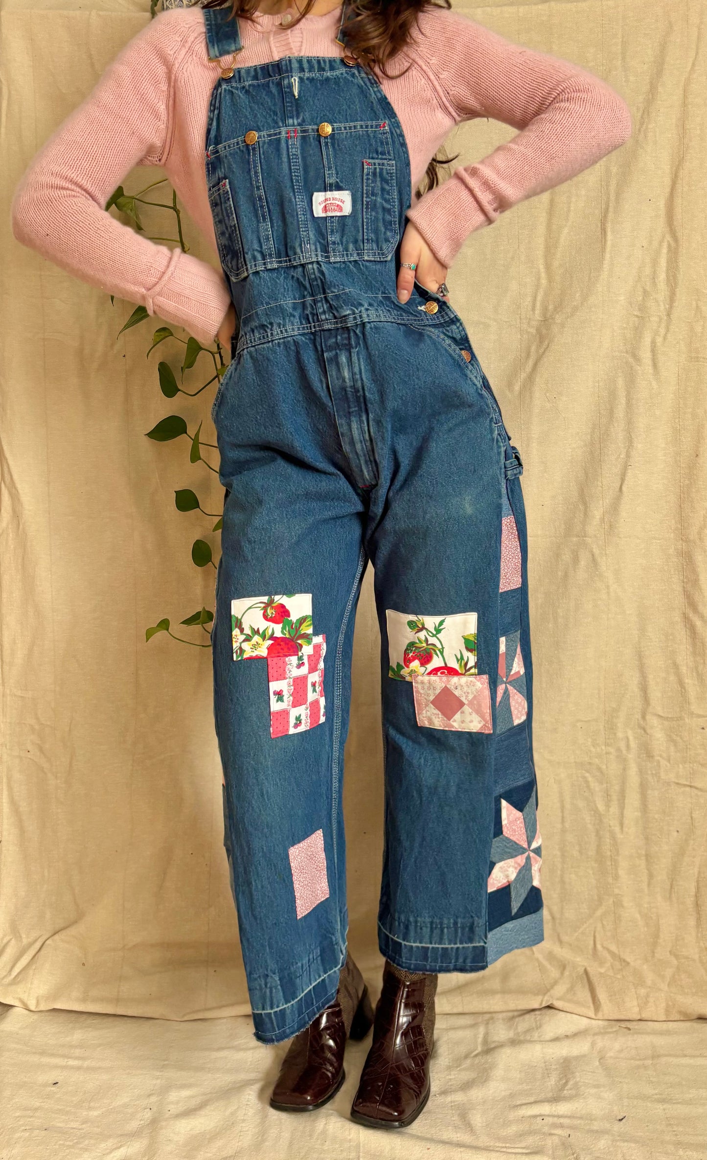 Strawberry Star & Pinwheel Overalls