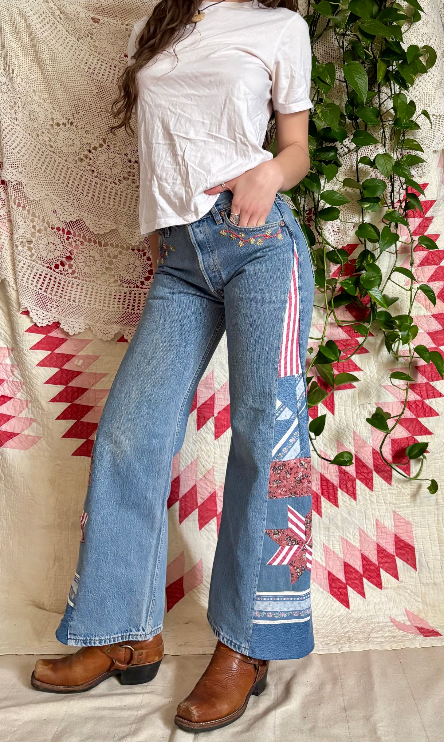 Embroidered Star & Pinwheel Levi's