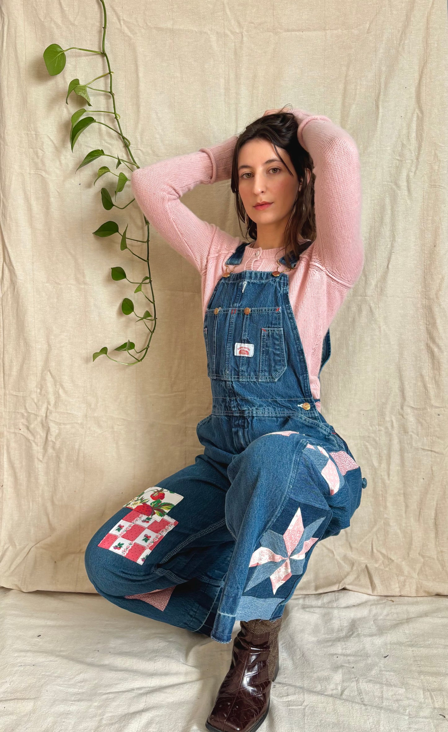 Strawberry Star & Pinwheel Overalls
