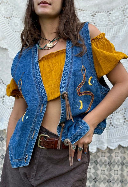 Hand Embroidered Western Vest