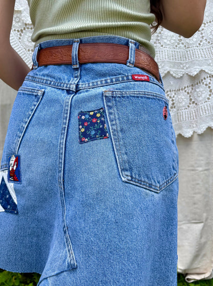 Ladybug Embroidered & Patched Wrangler Mini Skirt
