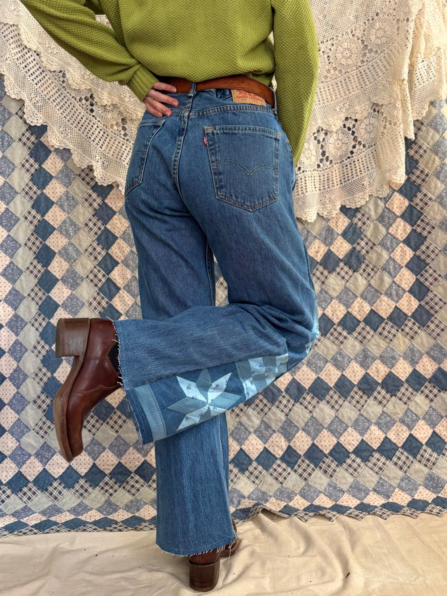 Blue Star & Checkered 505 Levi's