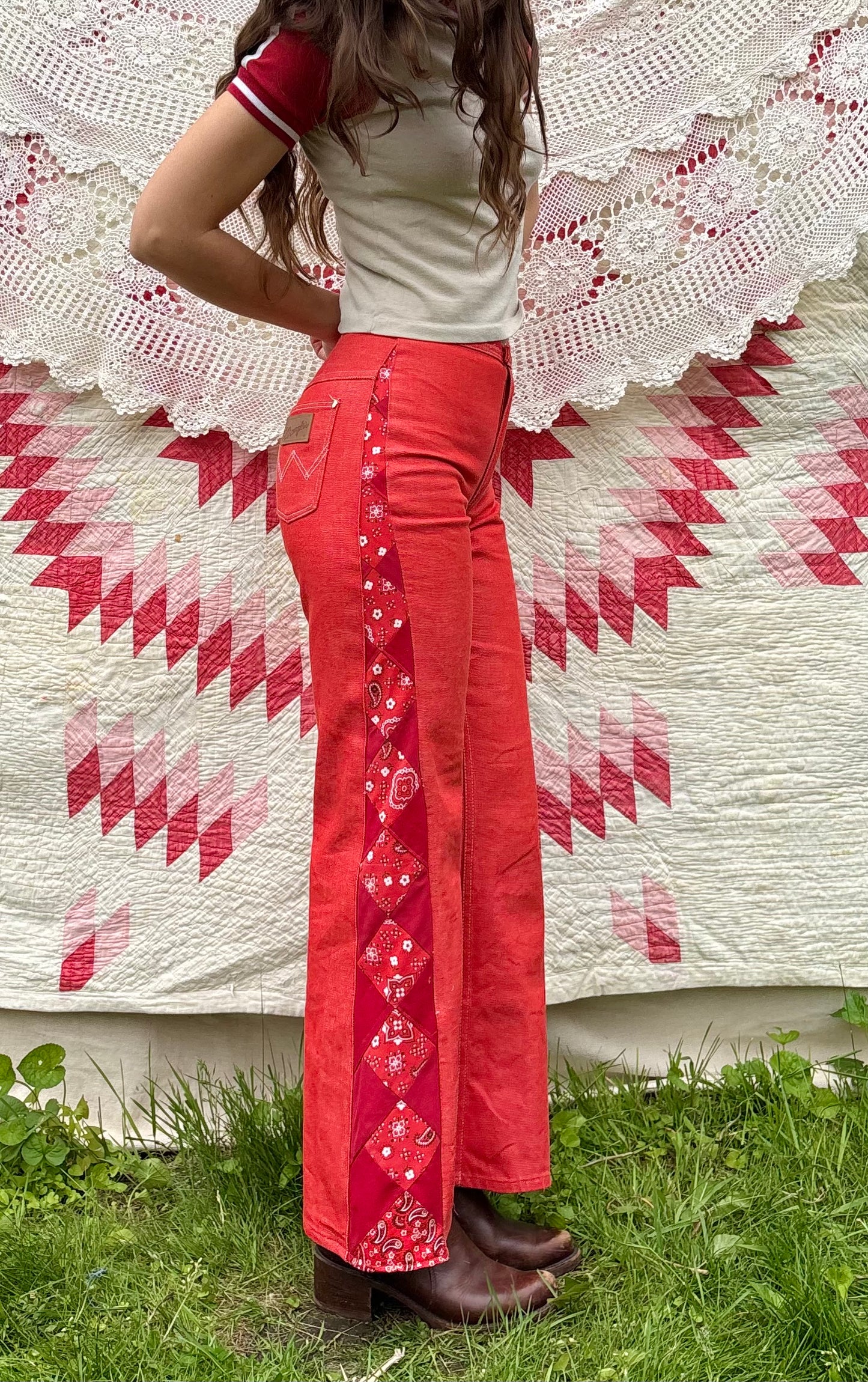 Red Wrangler Diamond Jeans